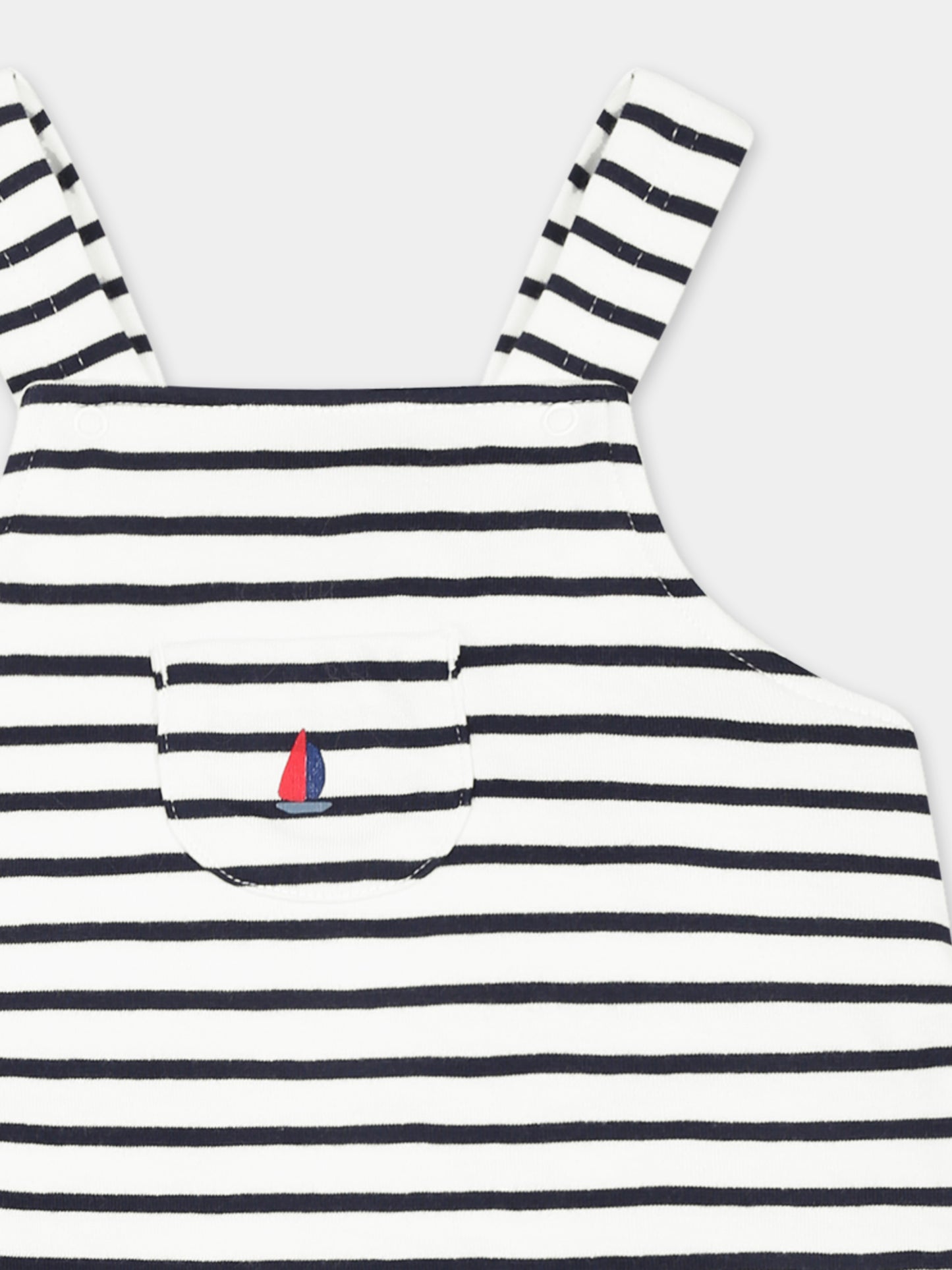 Completo multicolor per neonati con barca a vela,Petit Bateau,A0BBZ MARSHMALLOW/SMOKING 01