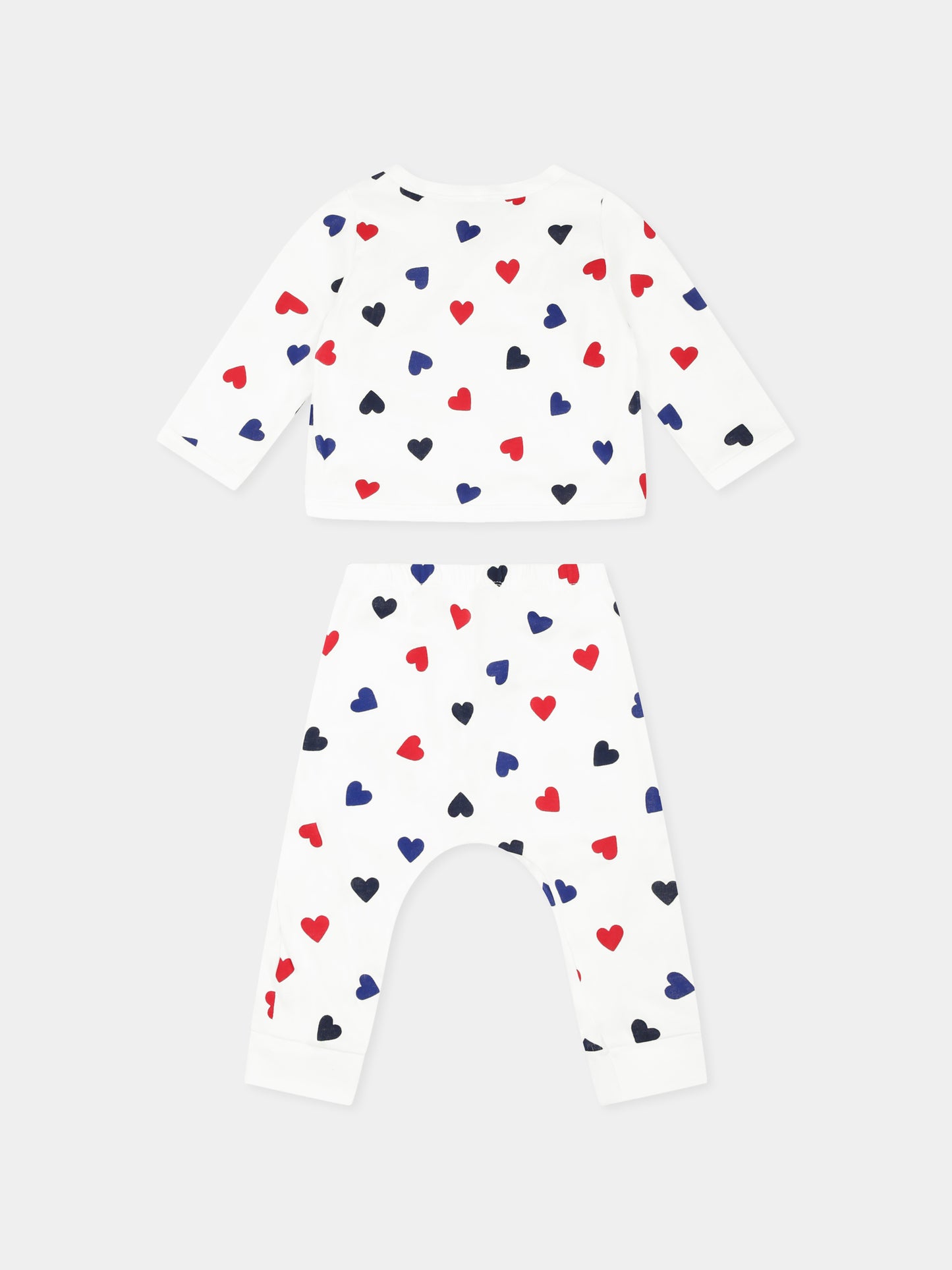 Completo nascita bianco per neonati con cuori,Petit Bateau,A0BN5 MARSHMALLOW/MULTICO 01