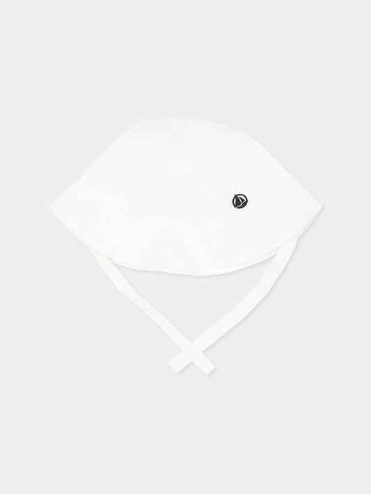 Cloche bianca per neonati con logo,Petit Bateau,A0AU4 MARSHMALLOW 02