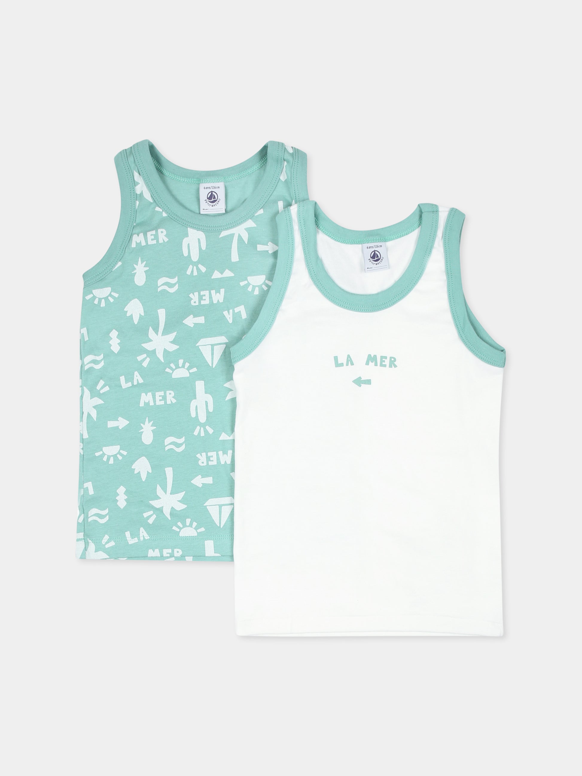 Set canottiera multicolor per bambino con scritta e stampa,Petit Bateau,A0CSZ VARIANTE 1 00