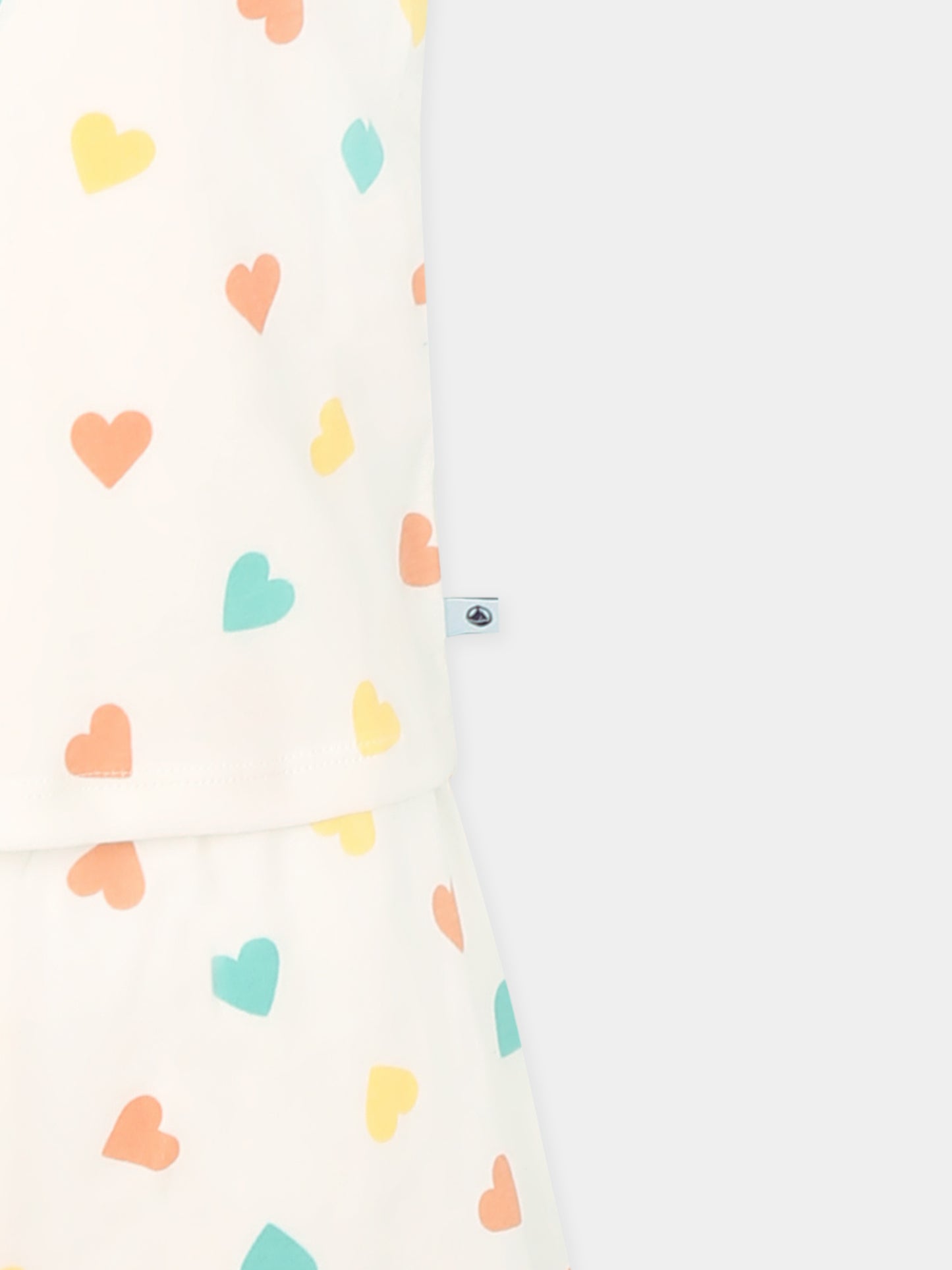Pigiama bianco per bambina con cuori all over,Petit Bateau,A0CJZ MARSHMALLOW/MULTICO 01