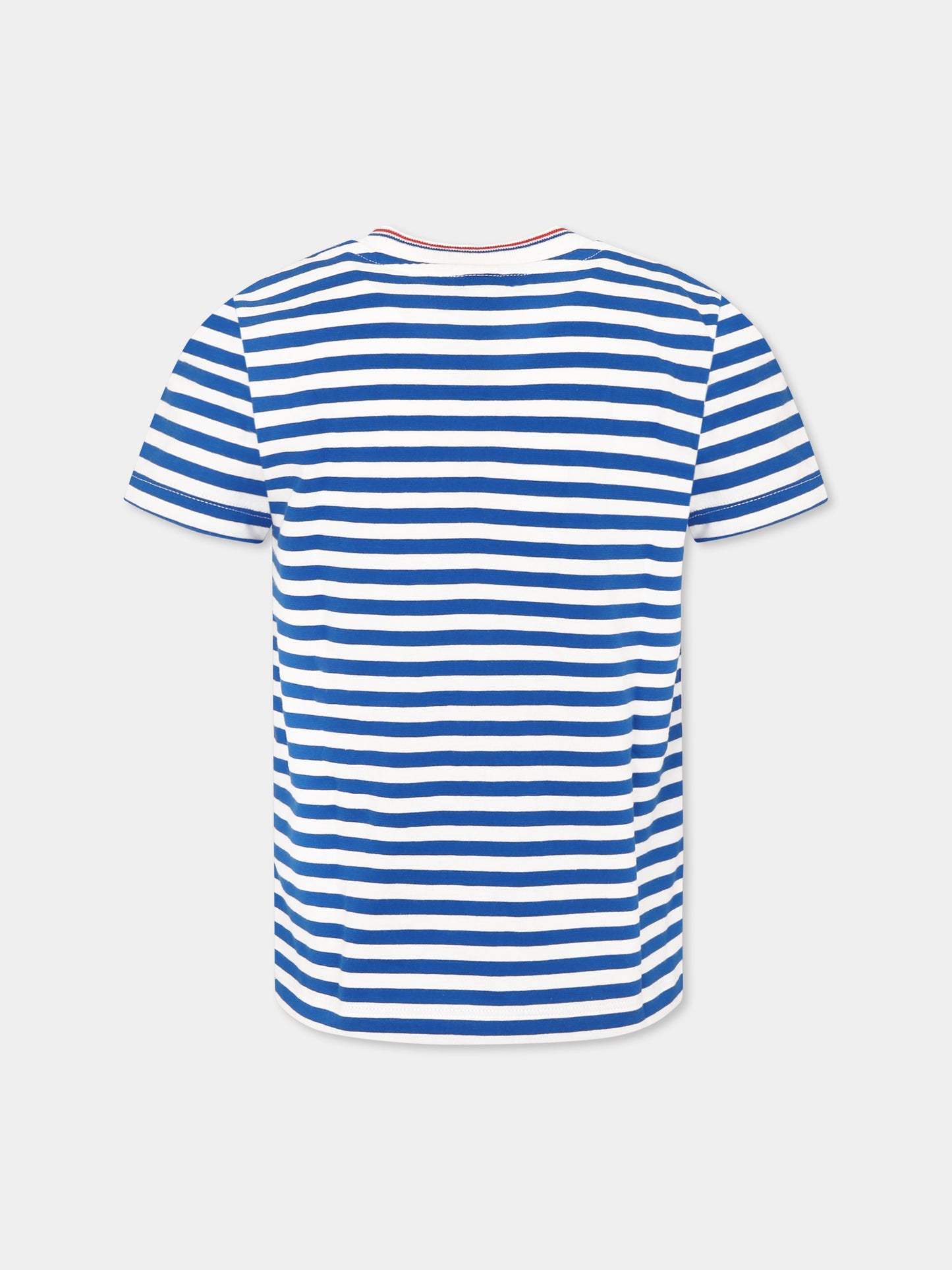 T-shirt azzura per bambino con logo,Petit Bateau,A0CYW PORCELANA/MARSHMALLOW 01