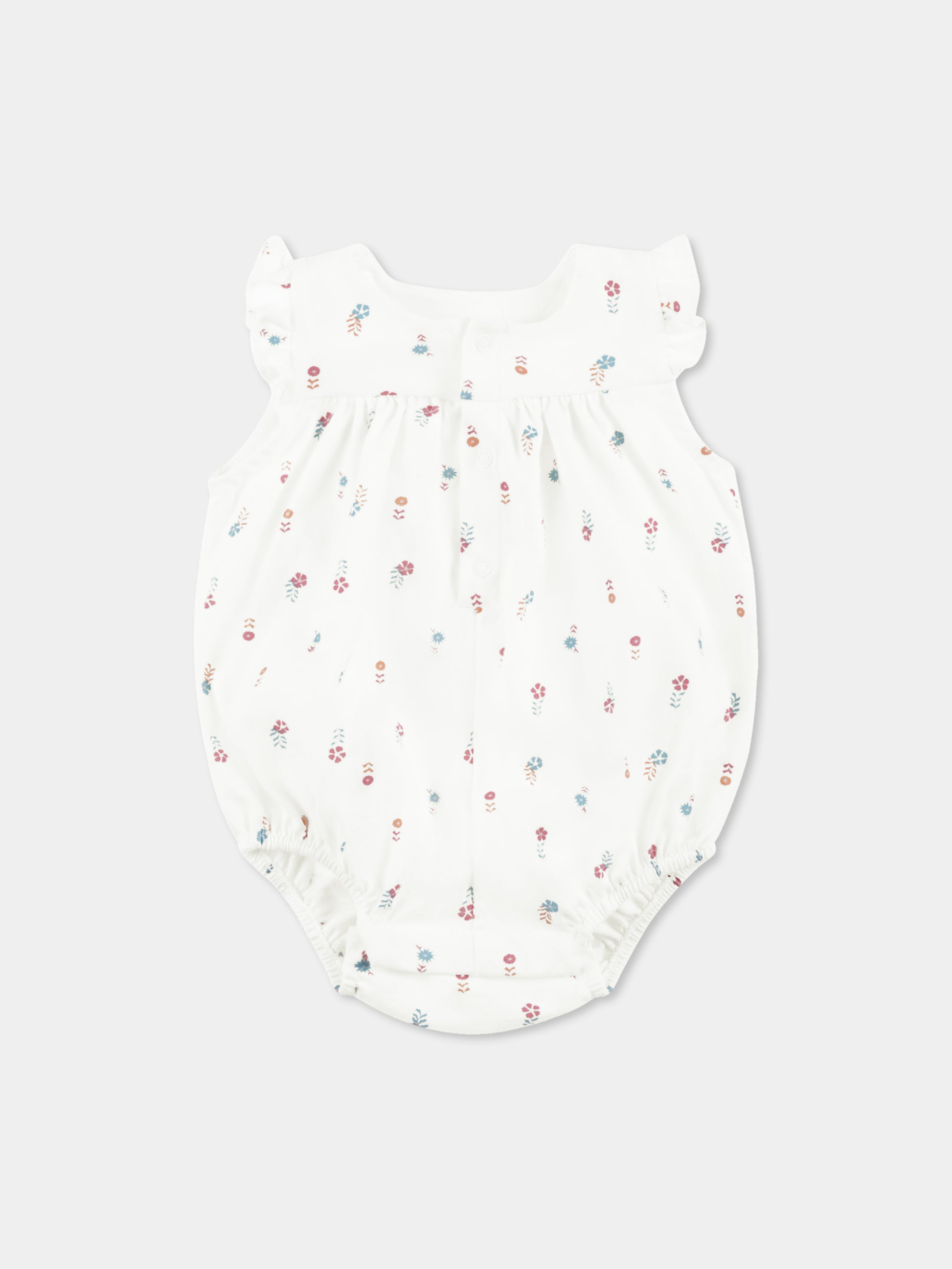 Pagliaccetto avorio per neonata con stampa floreale,Petit Bateau,A0CFY MARSHMALLOW/MULTICO 01