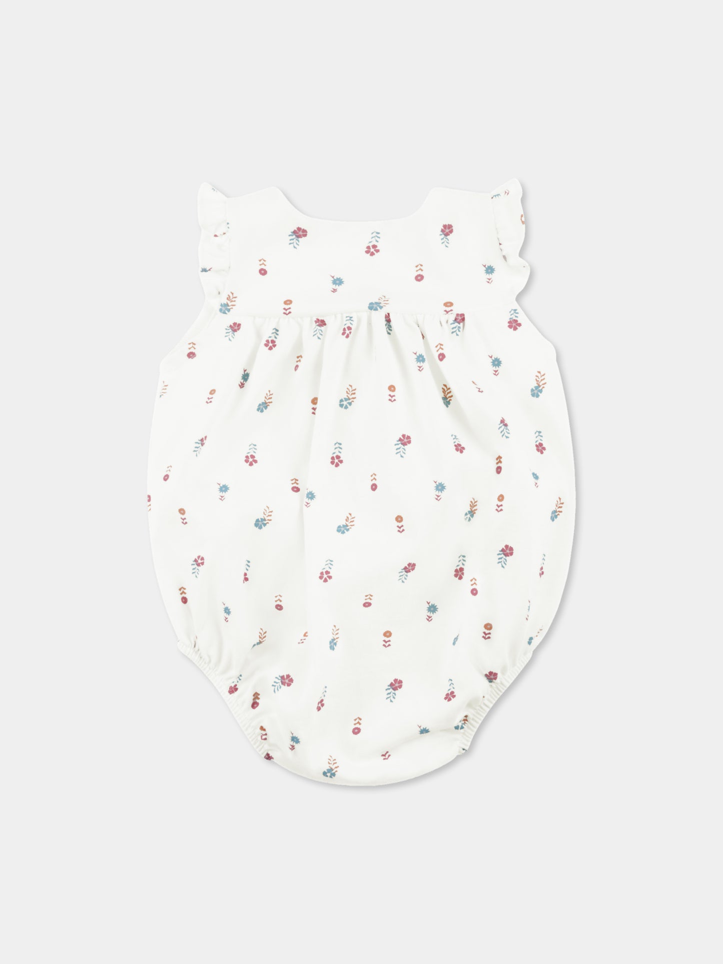 Pagliaccetto avorio per neonata con stampa floreale,Petit Bateau,A0CFY MARSHMALLOW/MULTICO 01