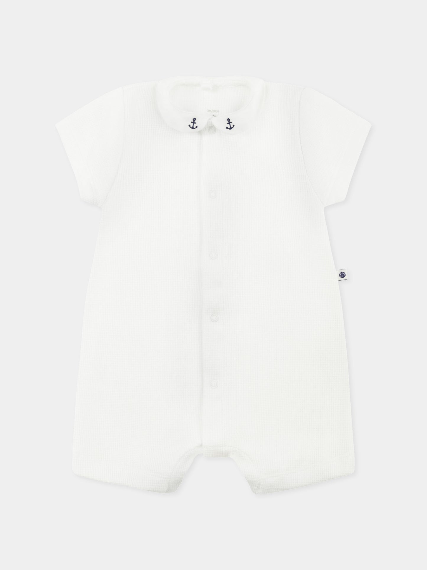 Pagliaccetto bianco per neonato con ancore,Petit Bateau,A0DE0 MARSHMALLOW 09