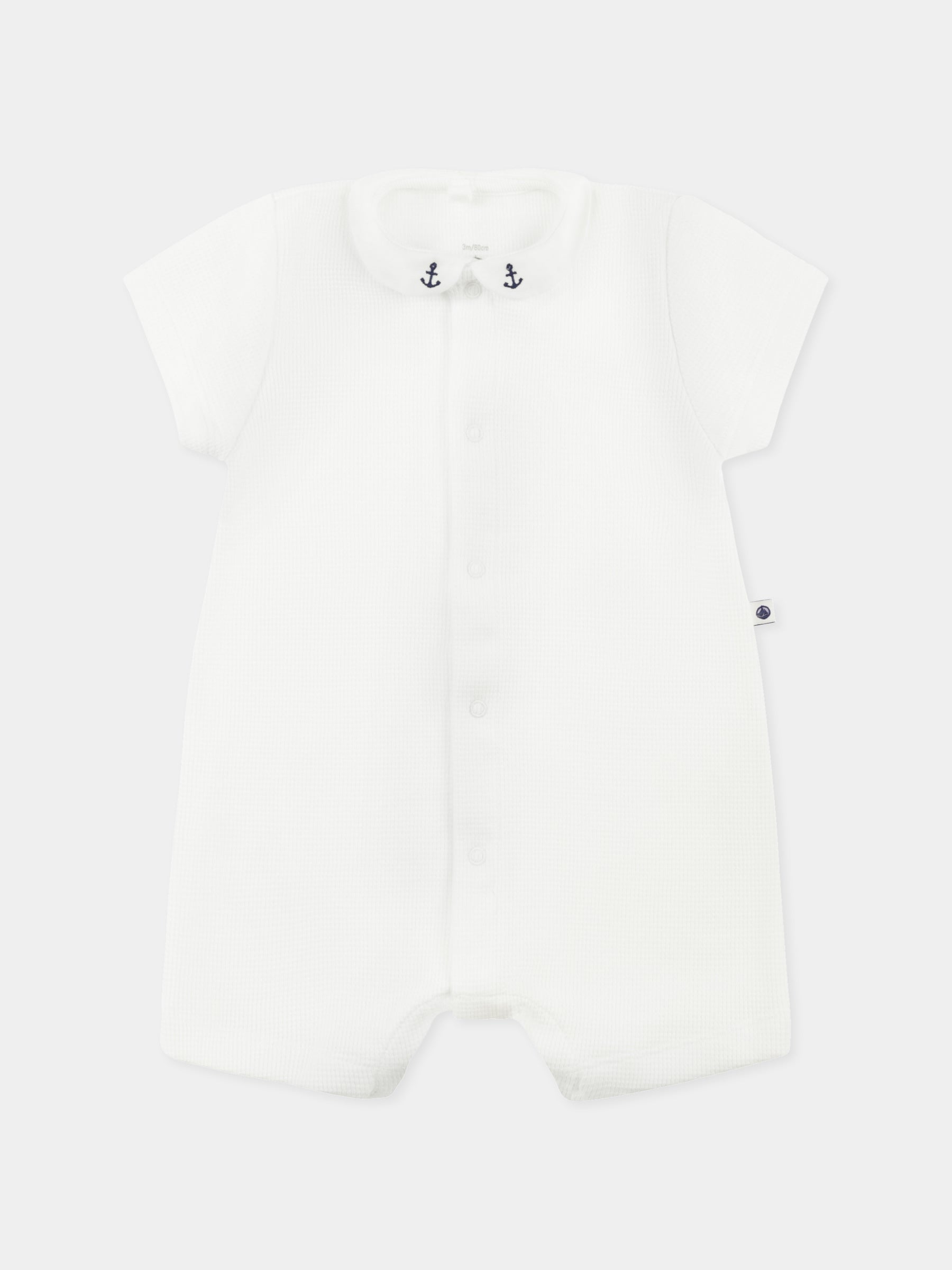Pagliaccetto bianco per neonato con ancore,Petit Bateau,A0DE0 MARSHMALLOW 09