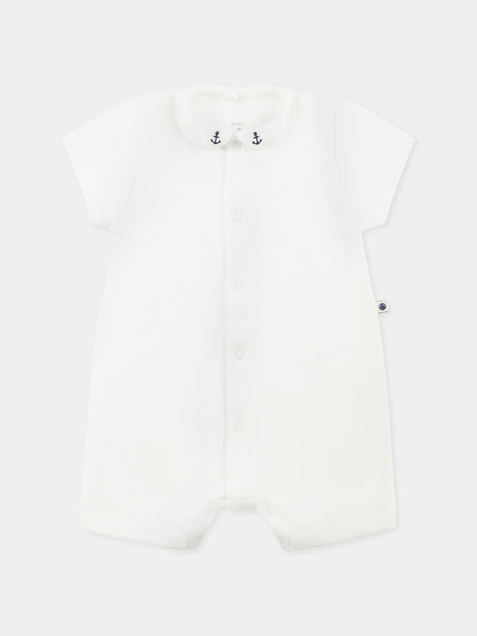 Pagliaccetto bianco per neonato con ancore,Petit Bateau,A0DE0 MARSHMALLOW 09