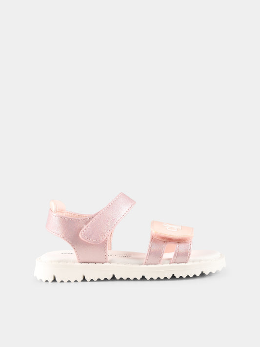 Sandali rosa per bambina con logo,Calvin Klein Kids,V1A2 82039 1013302