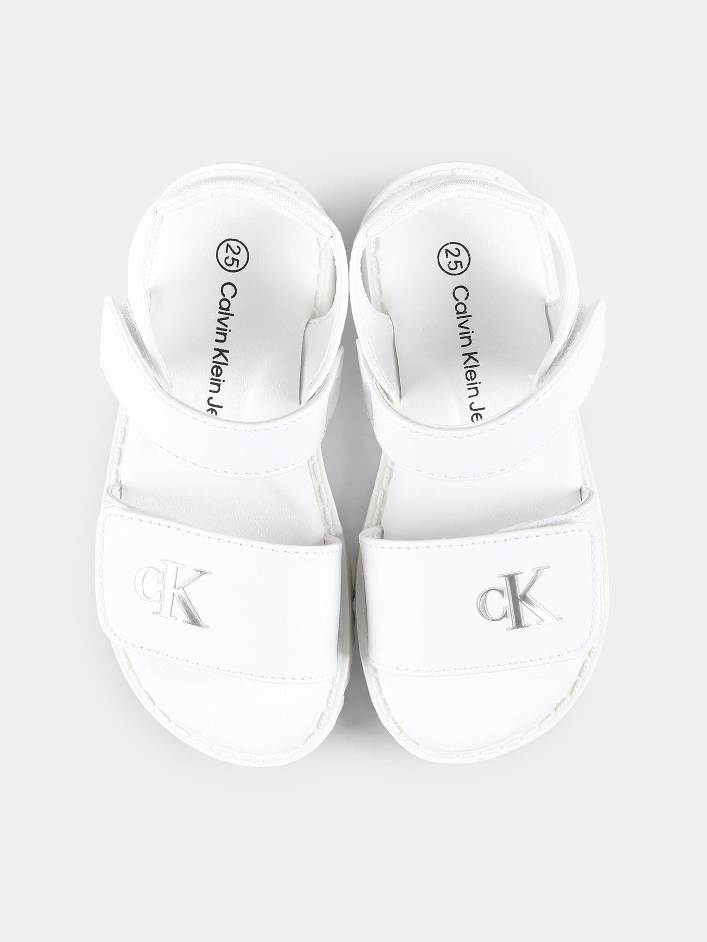 Sandali bianchi per bambina con logo,Calvin Klein Kids,V1A2 82039 1013X025