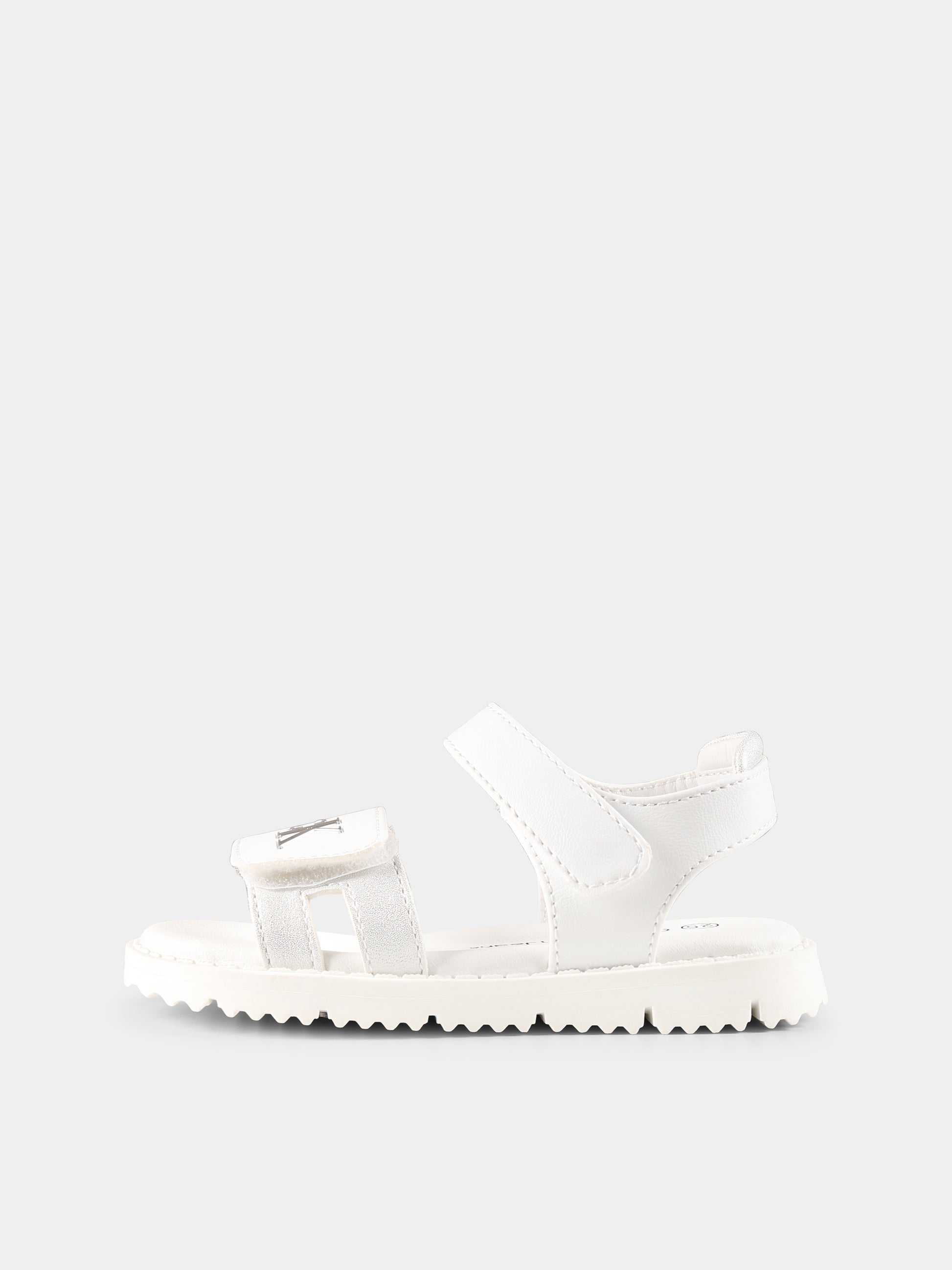 Sandali bianchi per bambina con logo,Calvin Klein Kids,V1A2 82039 1013X025