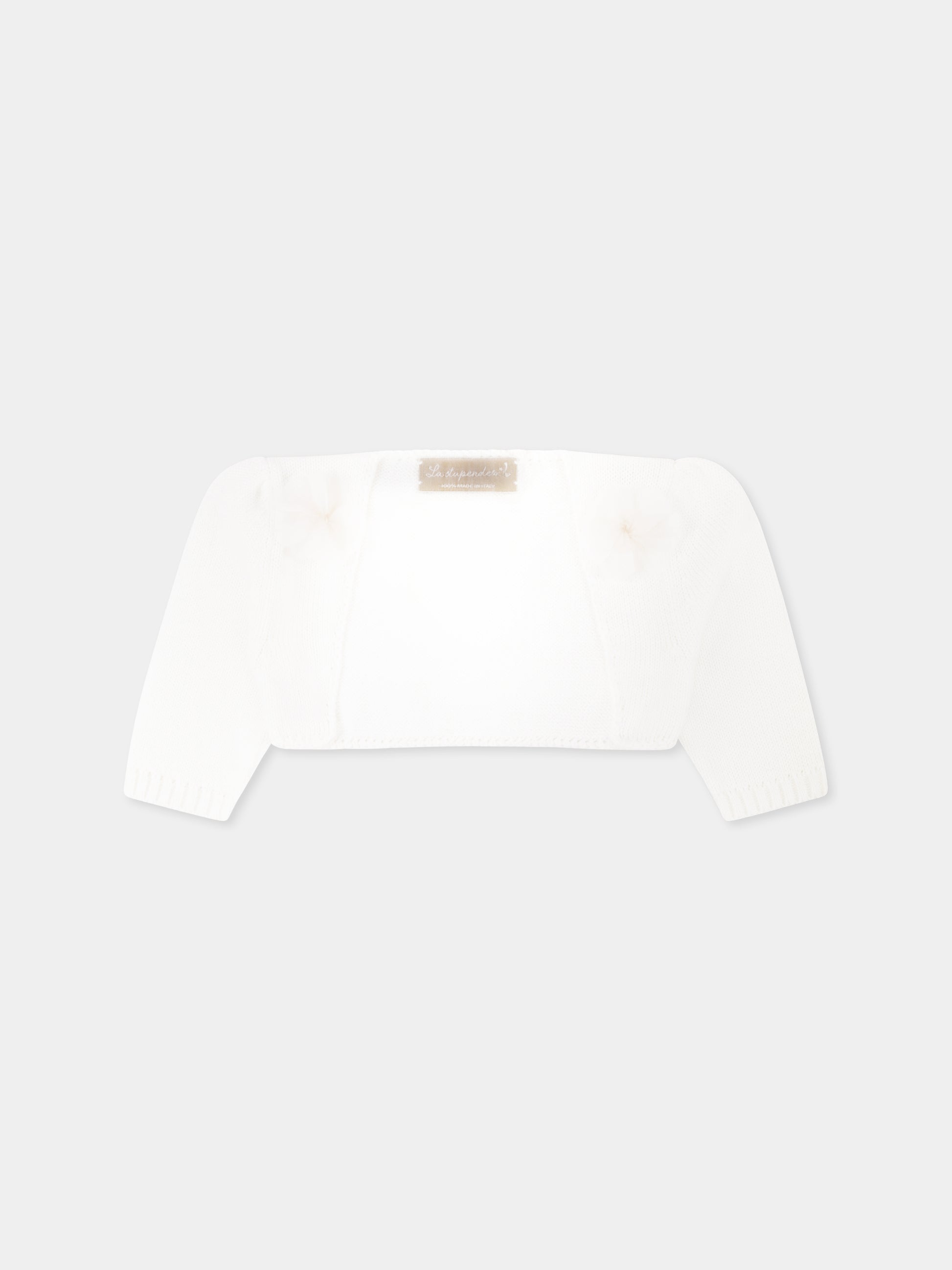 Cardigan avorio per neonata con fiori,La Stupenderia,SJSS84802