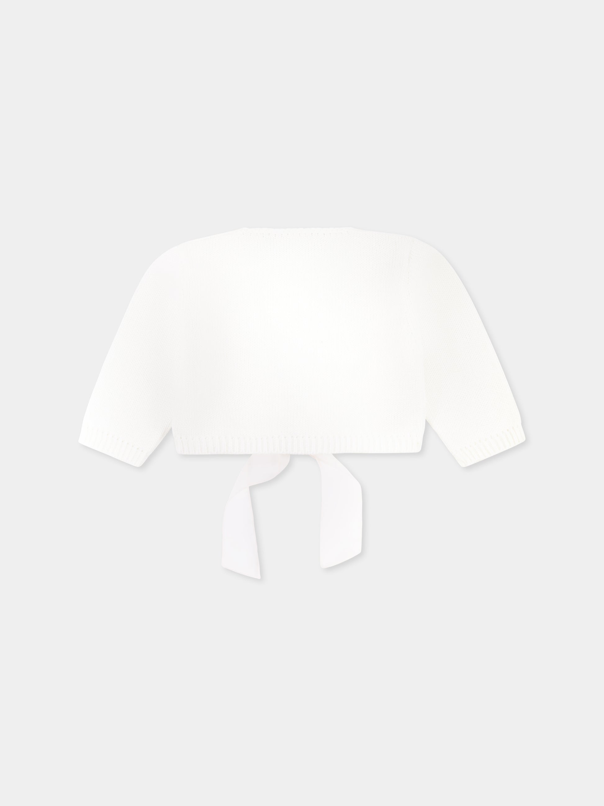 Cardigan avorio per neonata con fiocco,La Stupenderia,SCSC52802 O23