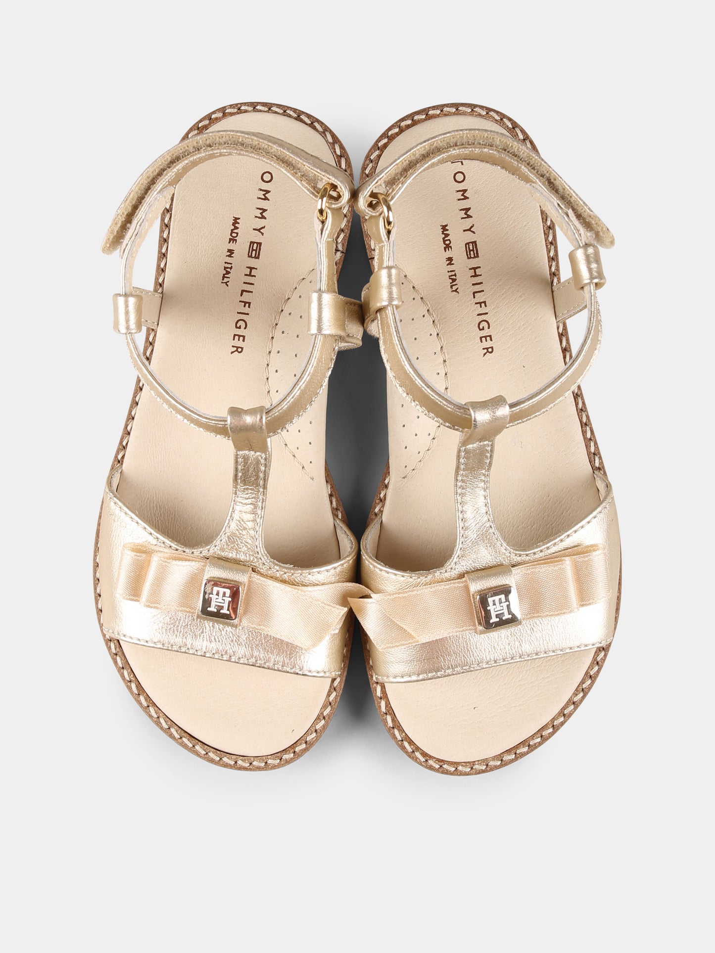 Sandali oro per bambina con fiocco,Tommy Hilfiger Junior,T1A2 33940 0220514