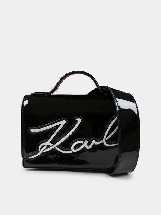Borsa nera per bambina con logo,Karl Lagerfeld Kids,Z30405 09B