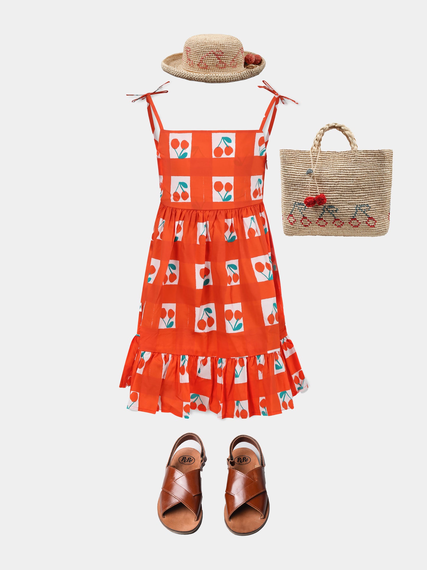 Red dress for girl with cherries