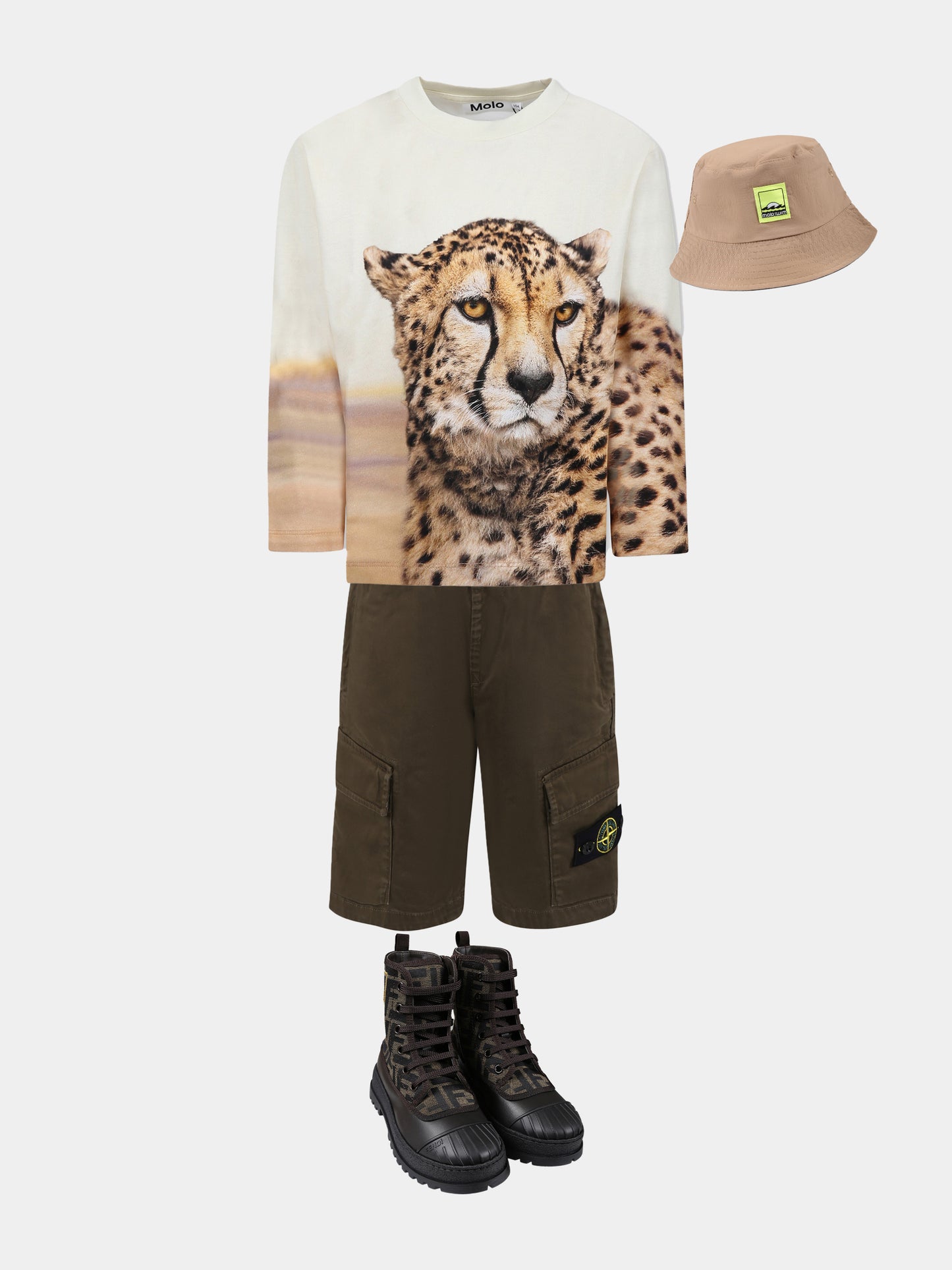 Green shorts for boy with logo