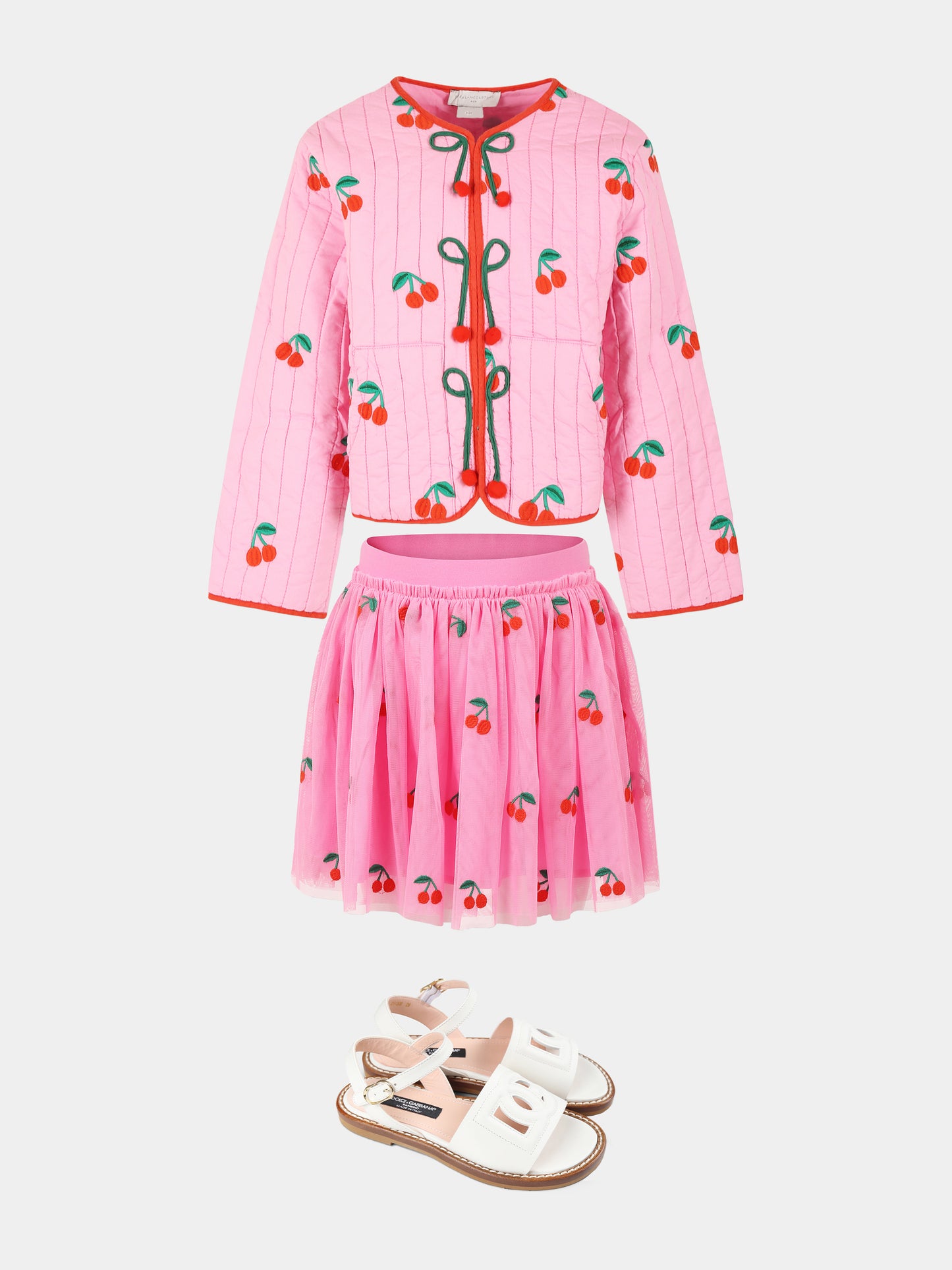 Pink skirt for girl with cherries