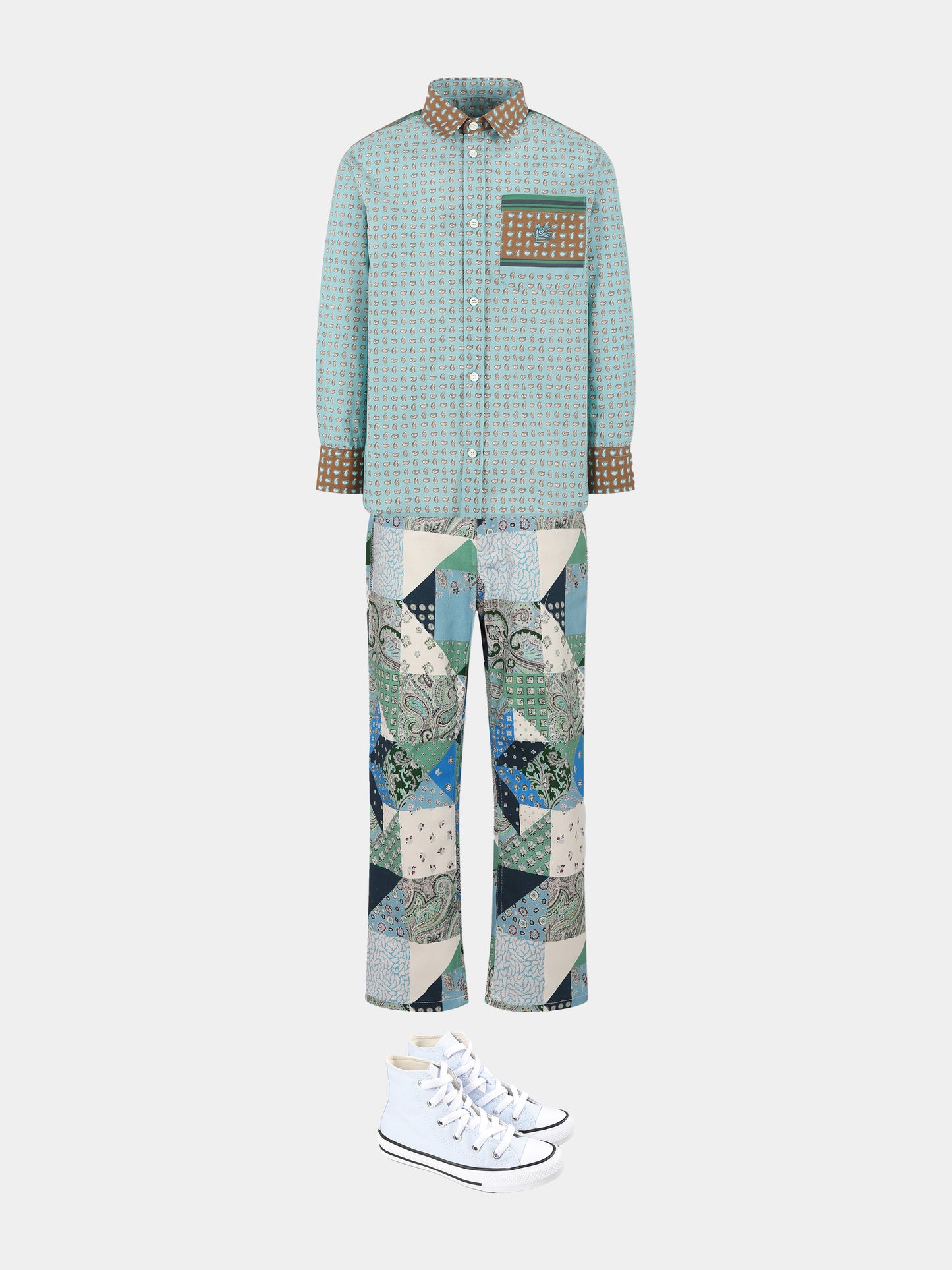 Multicolor trousers for boy with Paisley pattern