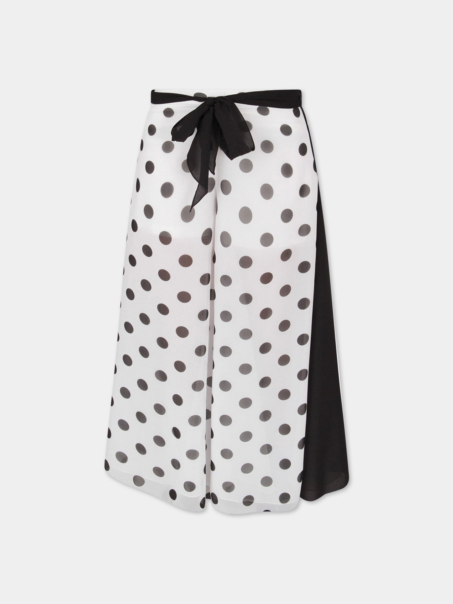 Pantalone bianco e nero per bambina con pois neri,Loredana,P980-8805 121