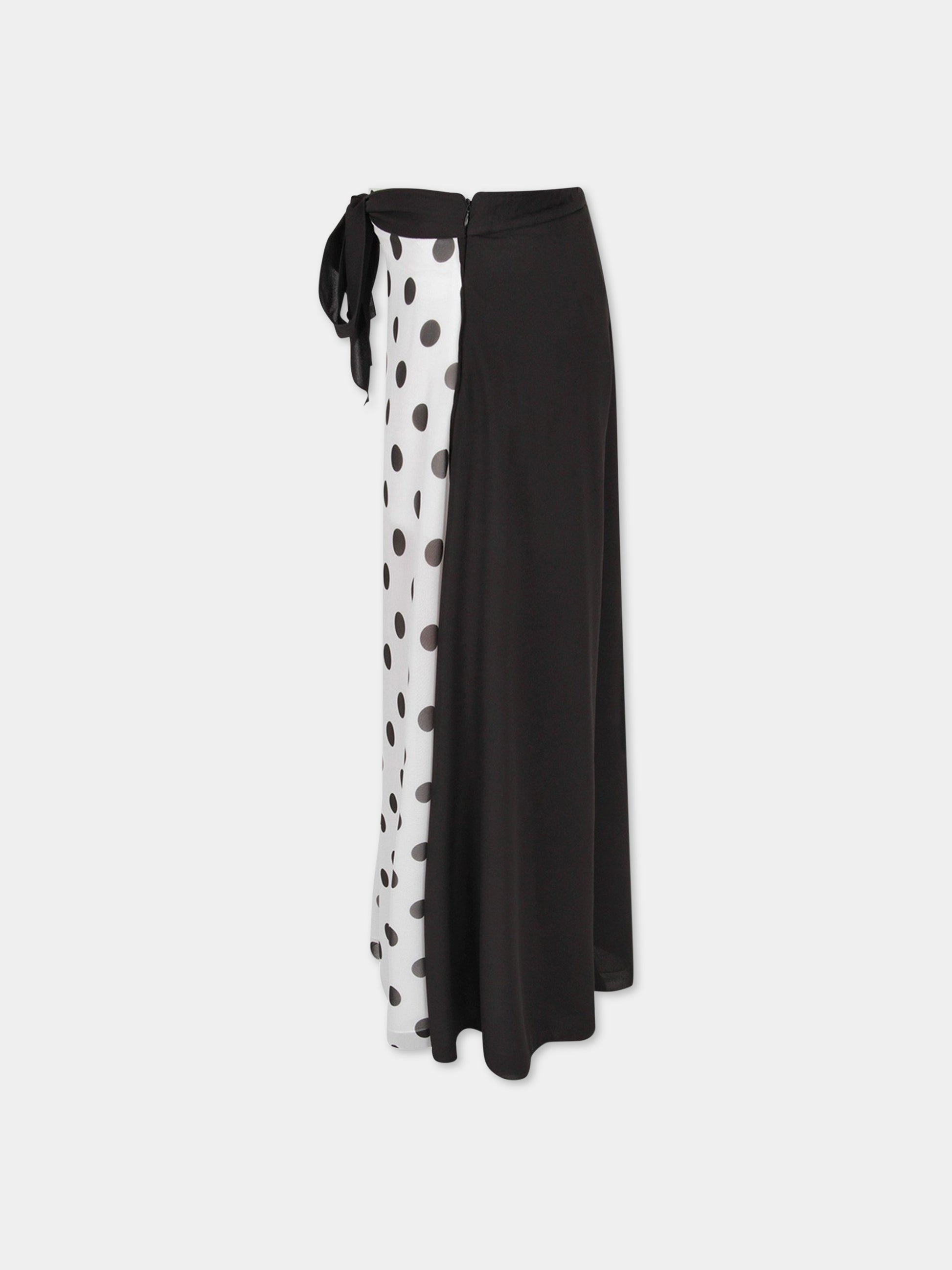 Pantalone bianco e nero per bambina con pois neri,Loredana,P980-8805 121