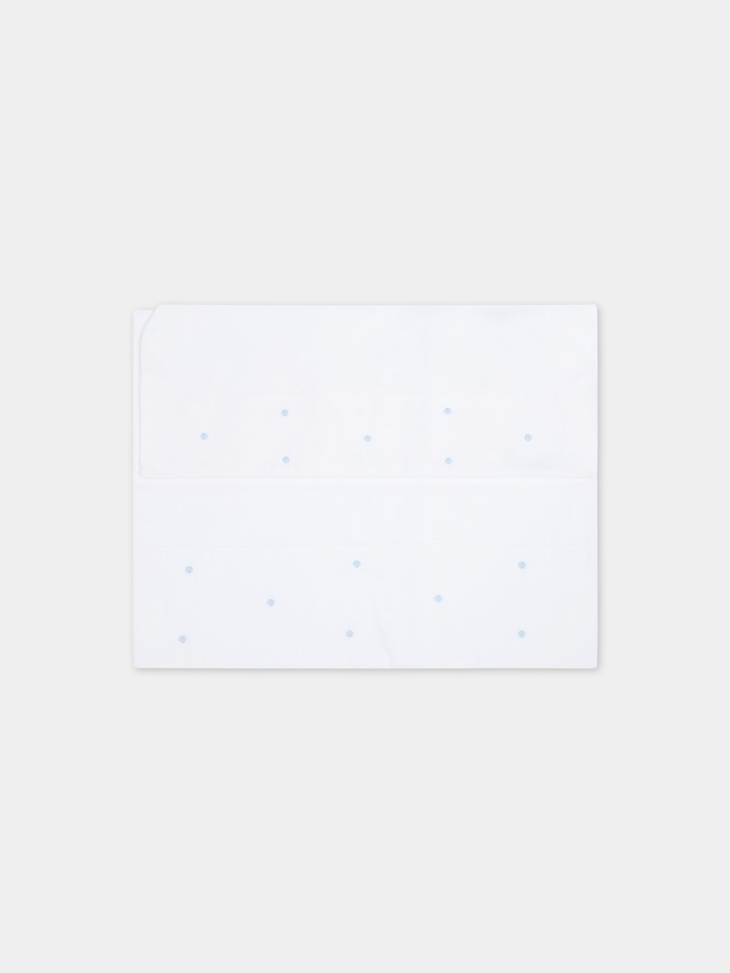 Set lenzuola bianche per neonato con pois celesti,Little Bear,2040 BIANCO/CIELO