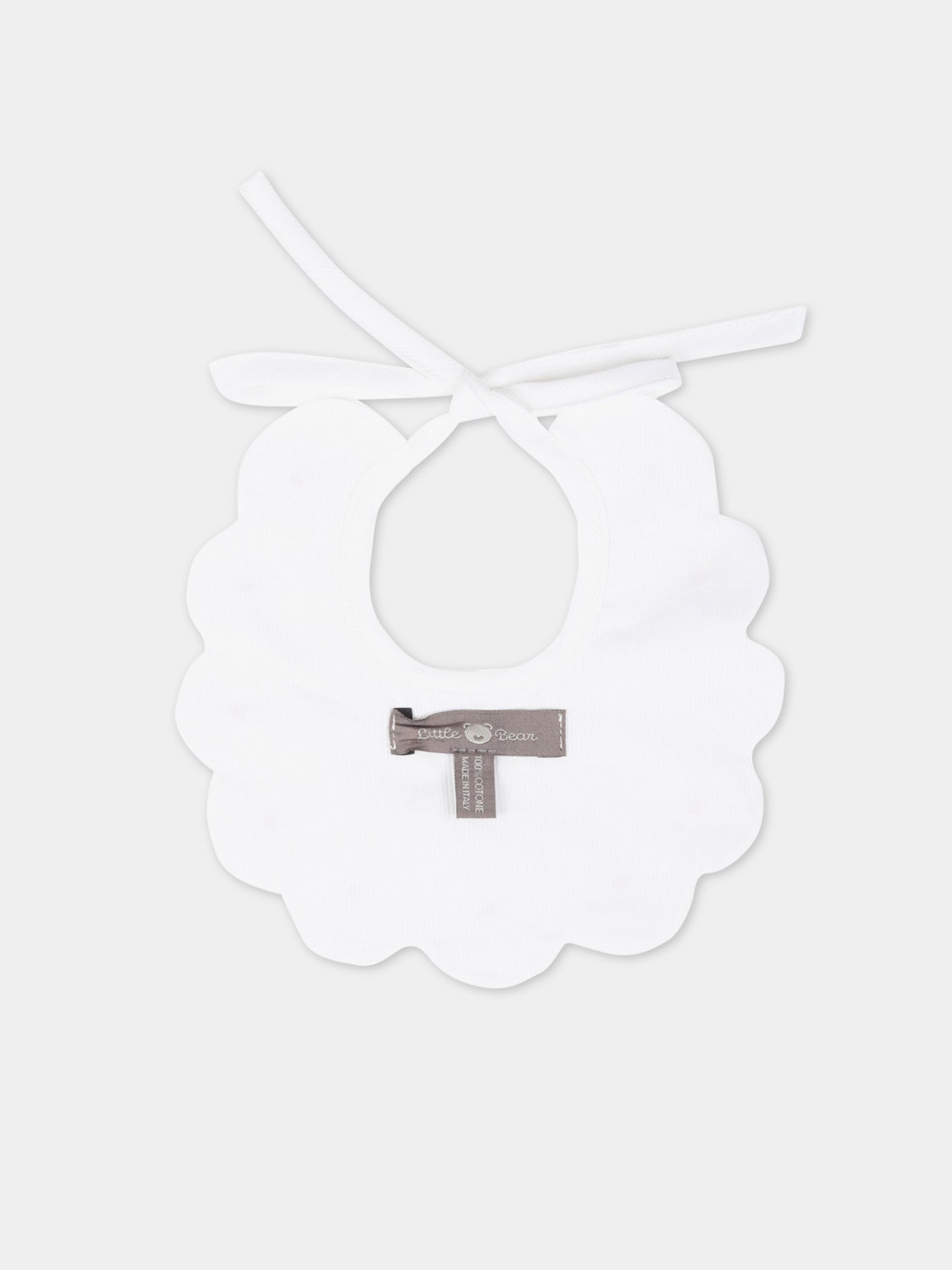 Bavaglino bianco per neonata,Little Bear,2042 BIANCO/ROSA