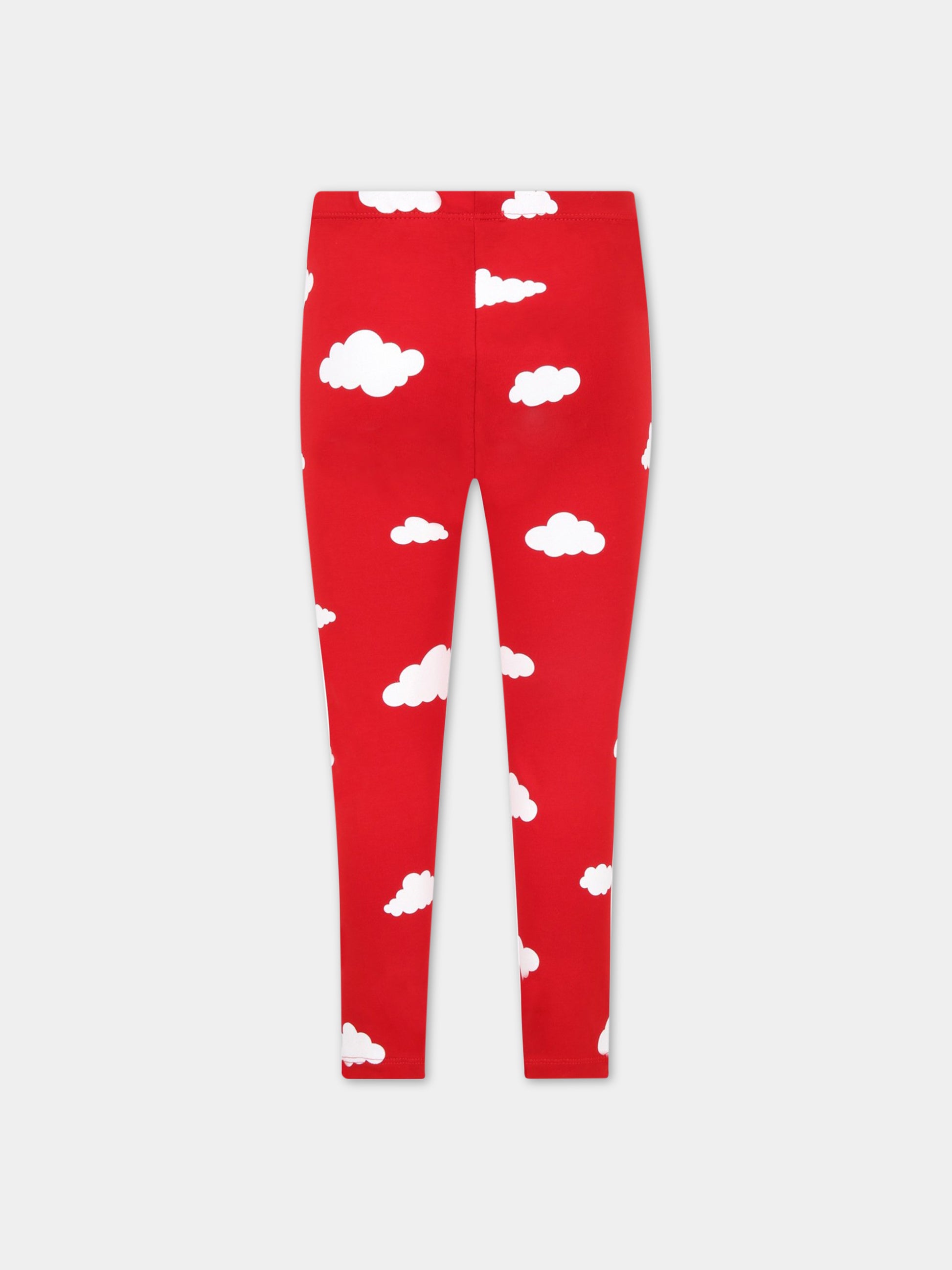 Leggings rosso per bambini con nuvole,Rainbow Clouds,029515 040