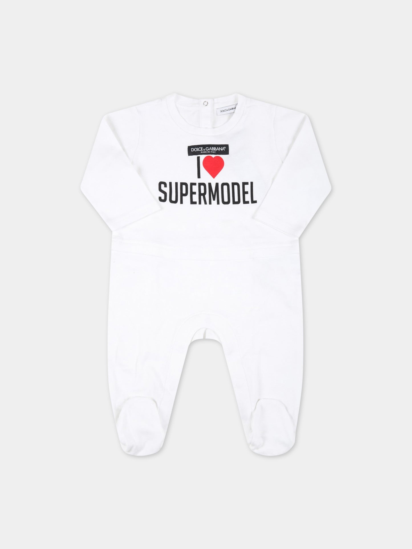 Set bianco per neonati con cuore rosso,Dolce & Gabbana Kids,L2JOU7 G7BIZ HW3FP