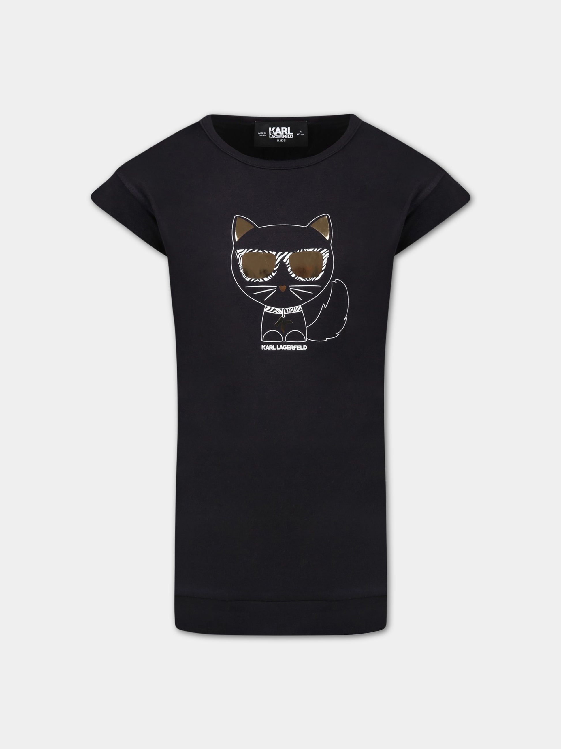 Vestito nero per bambina con Choupette,Karl Lagerfeld Kids,Z12202 09B
