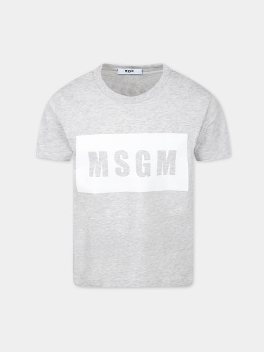 T-shirt grigia per bambini con logo,Msgm Kids,MS028727 107