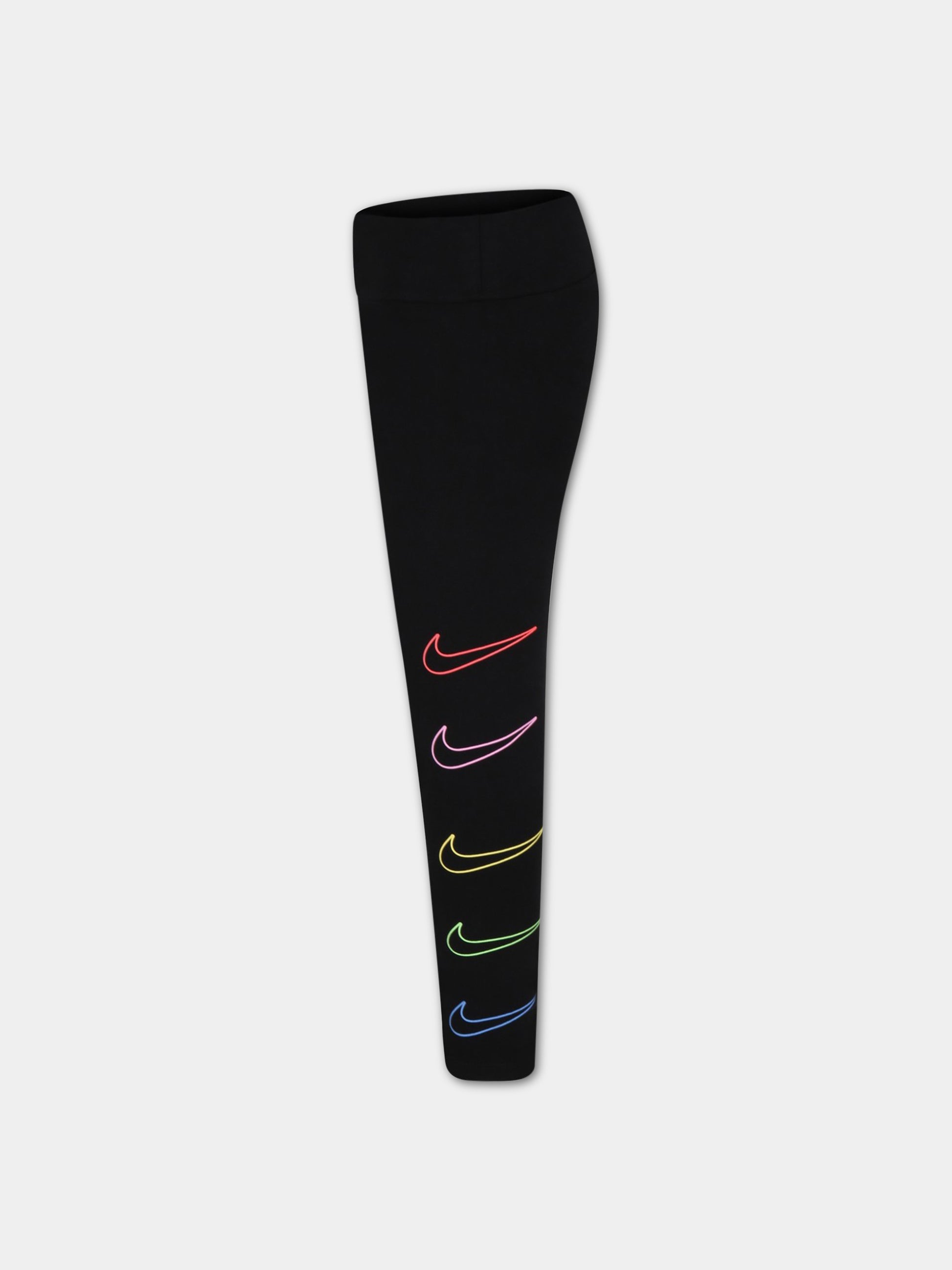 Leggings nero per bambina con Swoosh,Nike,36J559 023