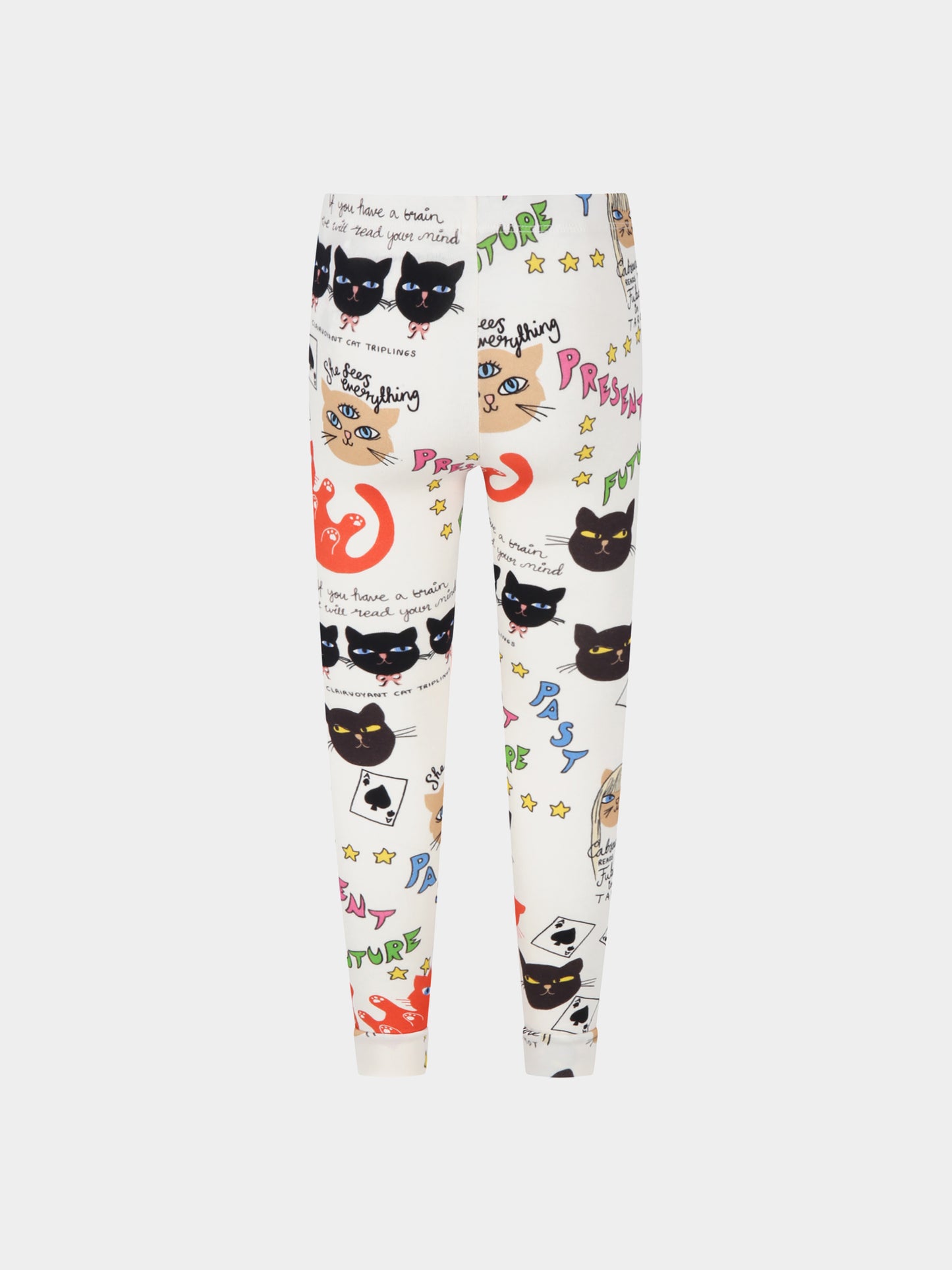 Leggings avorio per bambini con stampa Clairvoyant Cats,Mini Rodini,2263011200