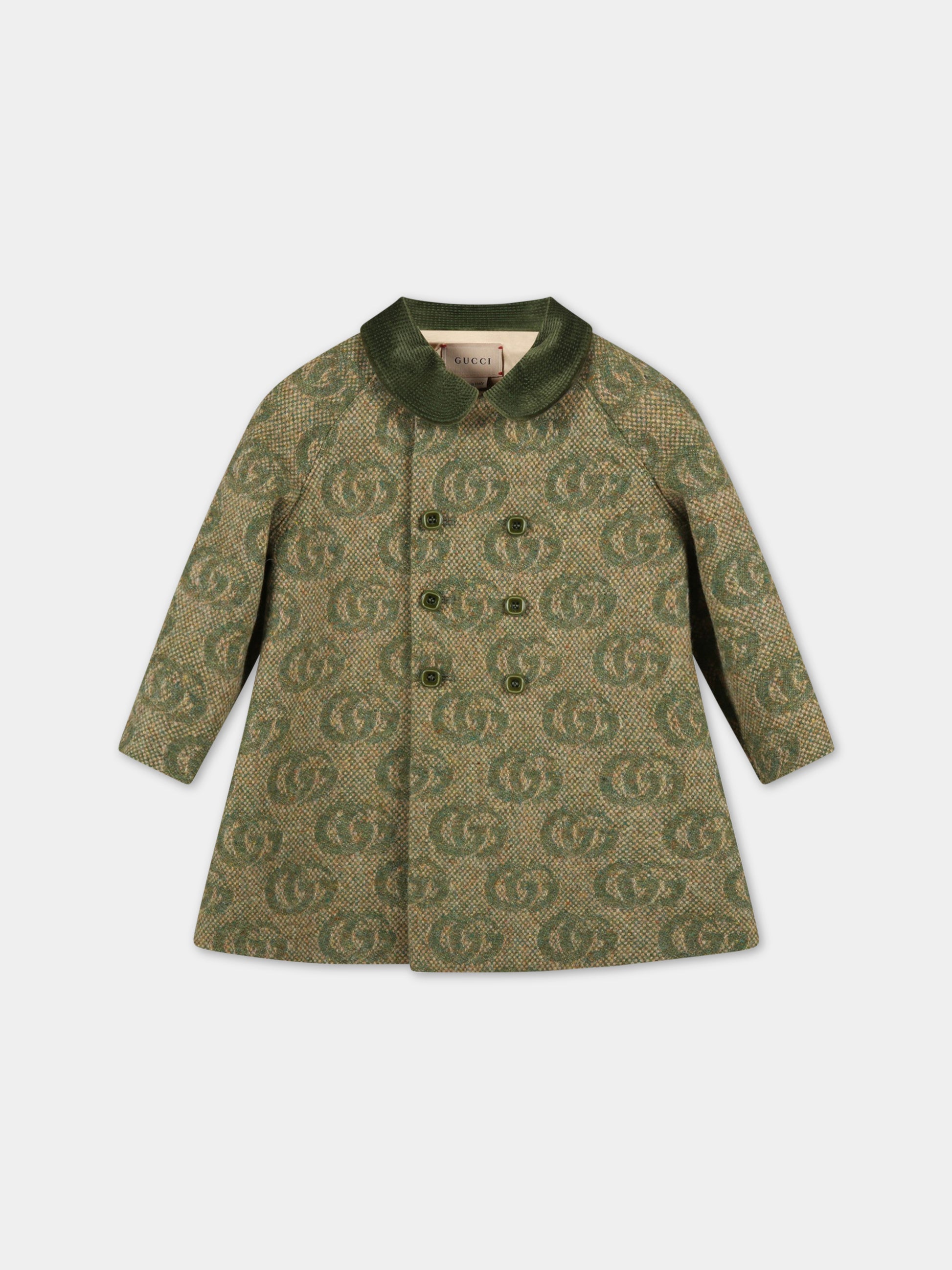 Cappotto verde per neonata con doppia GG,Gucci Kids,692706 XWATM 2298