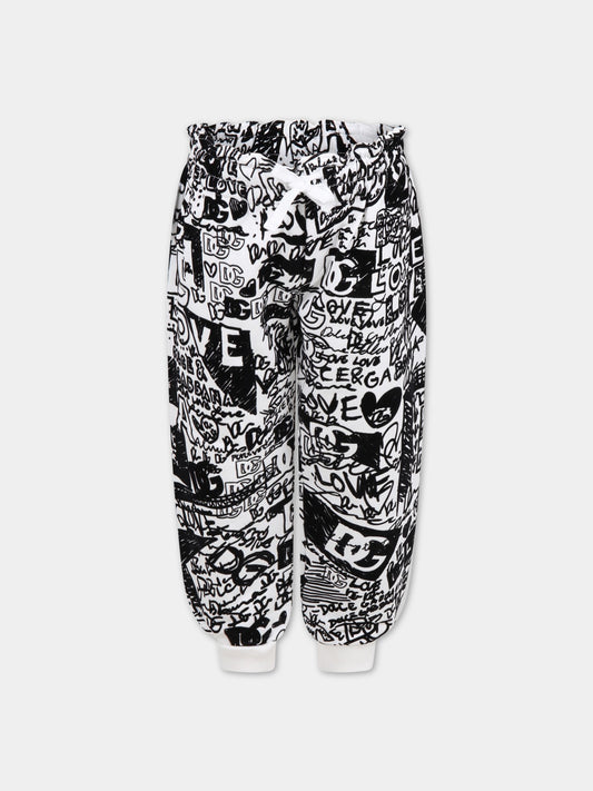 Pantalone bianco per bambini con loghi,Dolce & Gabbana Kids,L4JPGL G7F5Q HA4BQ