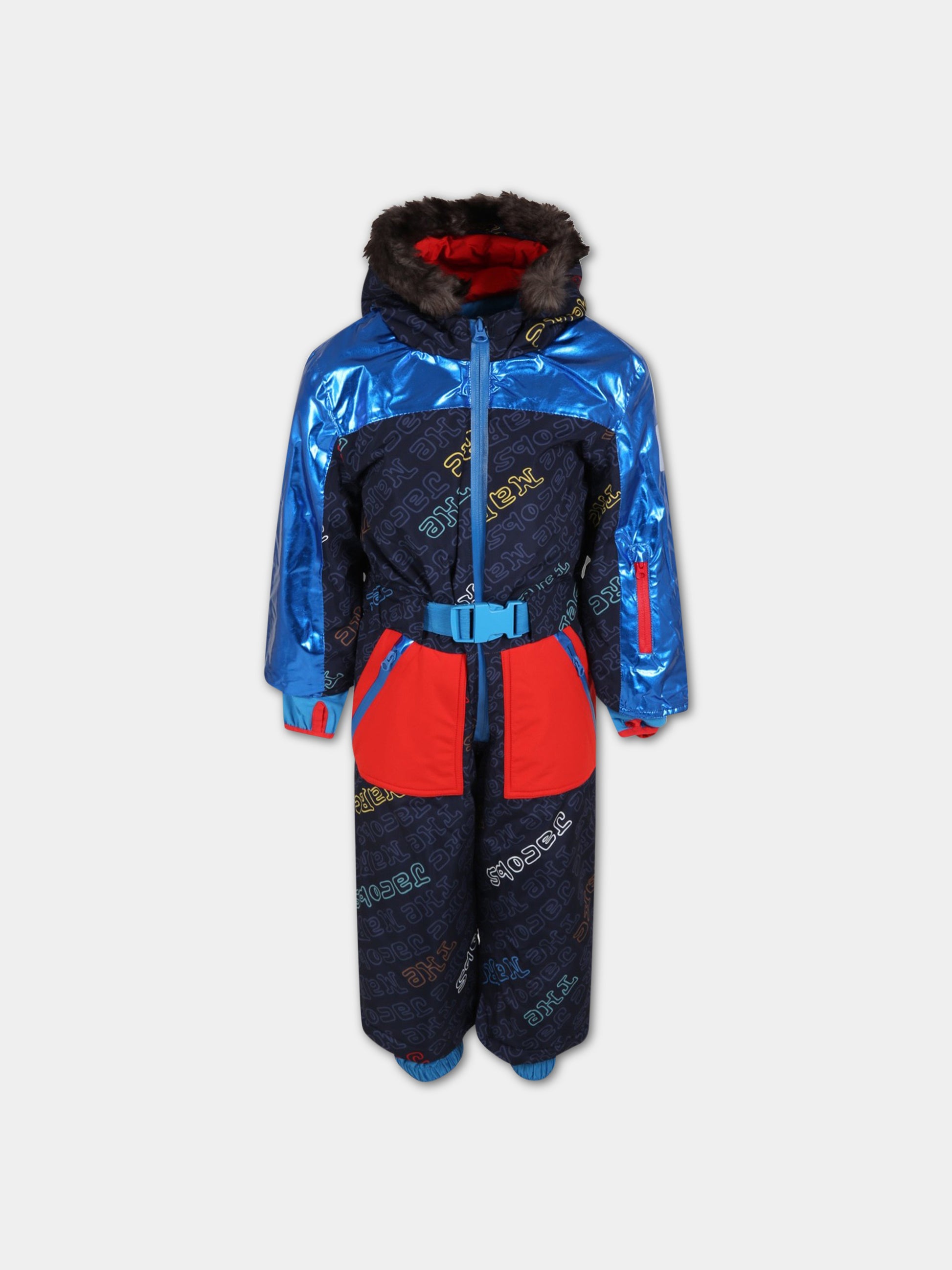 Tuta blu da neve per bambino con loghi,Little Marc Jacobs,W24248 V99