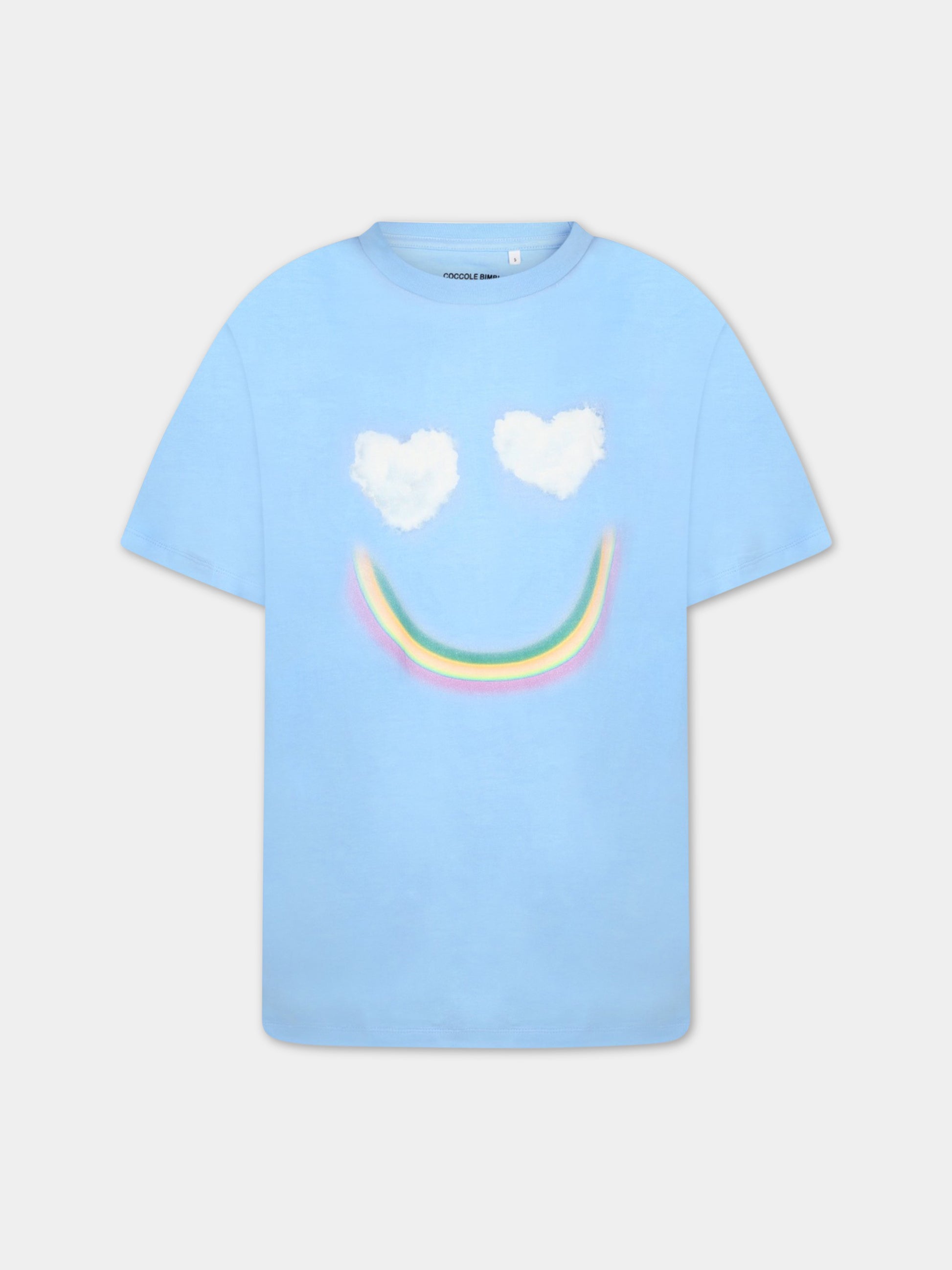 T-shirt celeste per adulti con smile,Rainbow Clouds,ROXO ADULT 7903