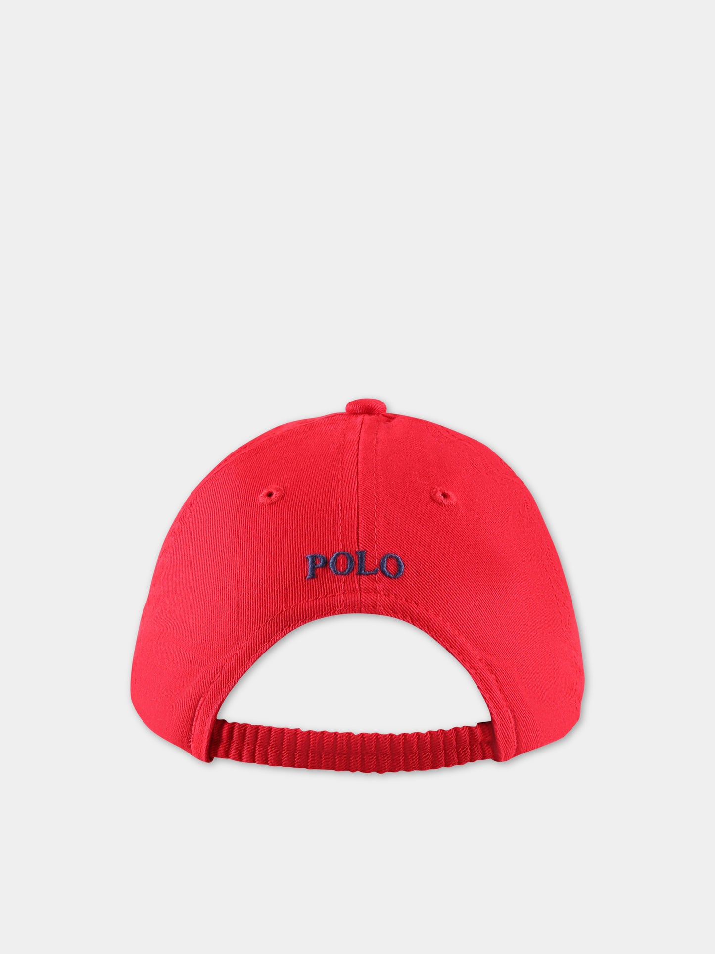 Cappello rosso per neonato con pony blu,Ralph Lauren Kids,552489003