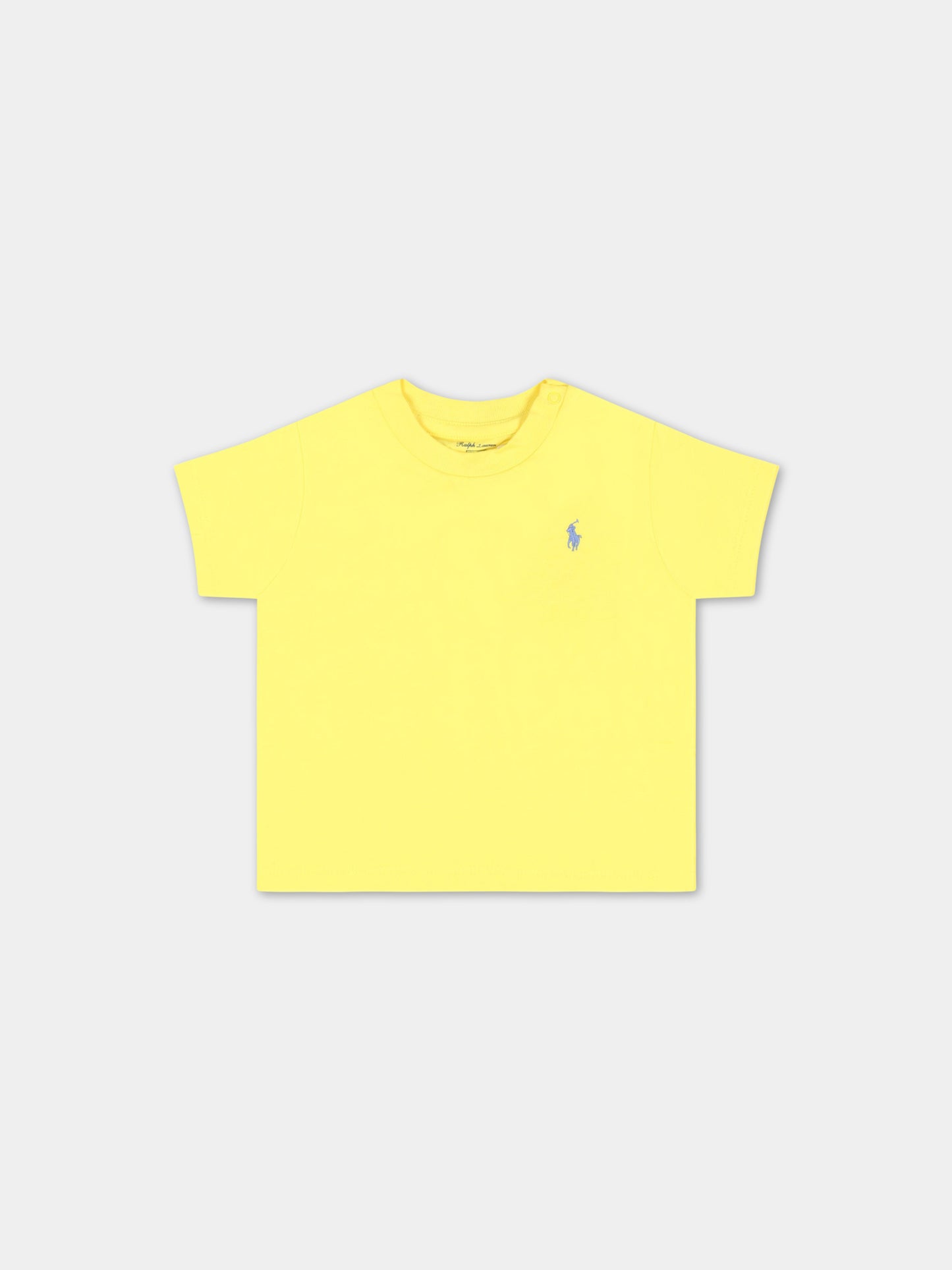 T-shirt gialla per neonato con pony blu ricamato,Ralph Lauren Kids,832904087