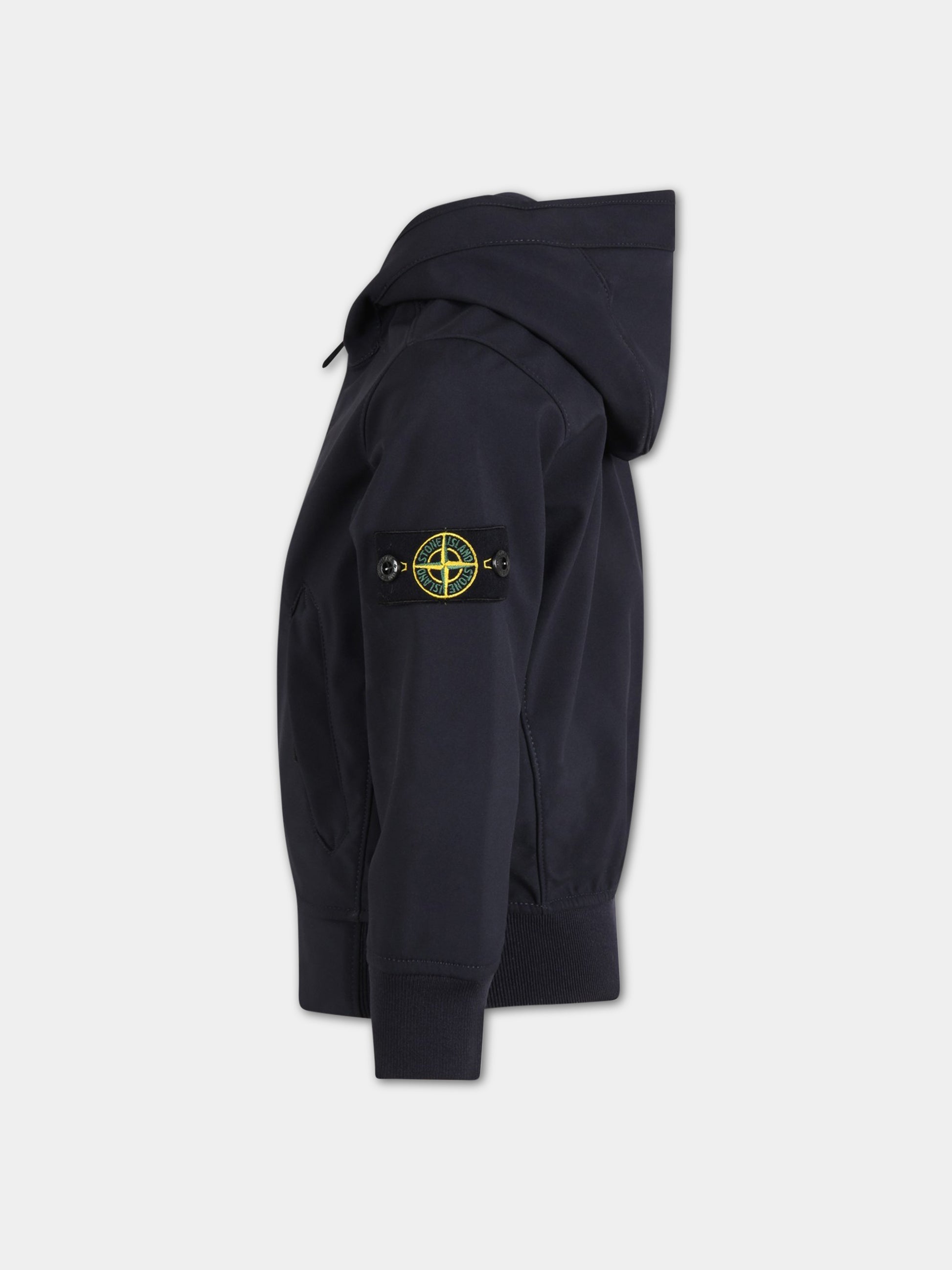Bomber blu per bambino con iconico patch,Stone Island Junior,7816 401 34 V0020