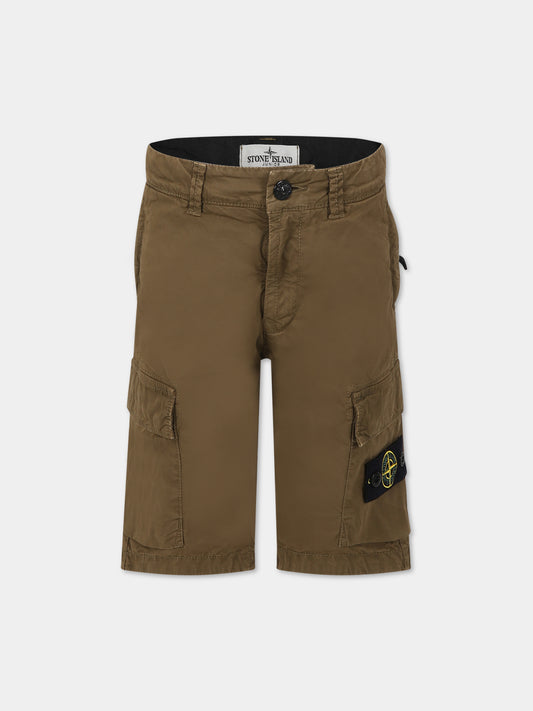Shorts verdi per bambino con iconica bussola,Stone Island Junior,7816 L02 10 V0154