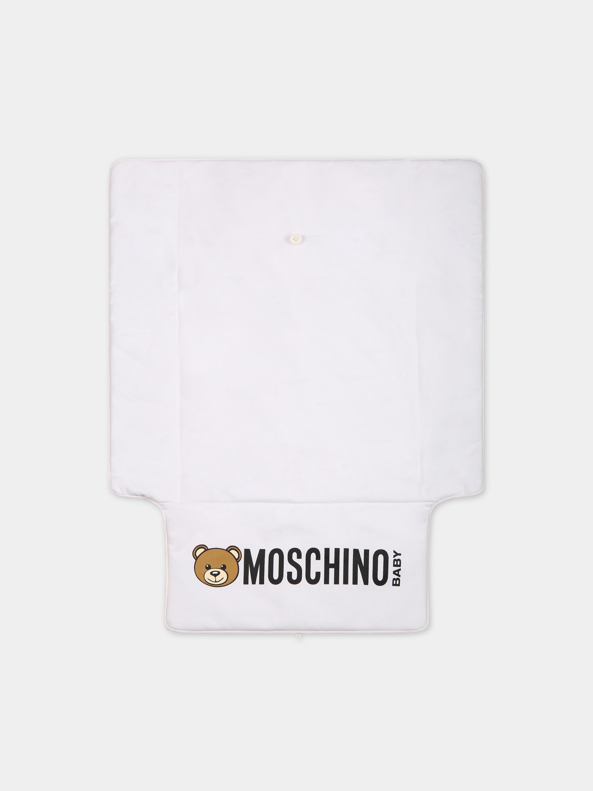 Borsa-mamma celeste per neonati con Teddy Bear e logo,Moschino Kids,MXX03P LDE13 40020
