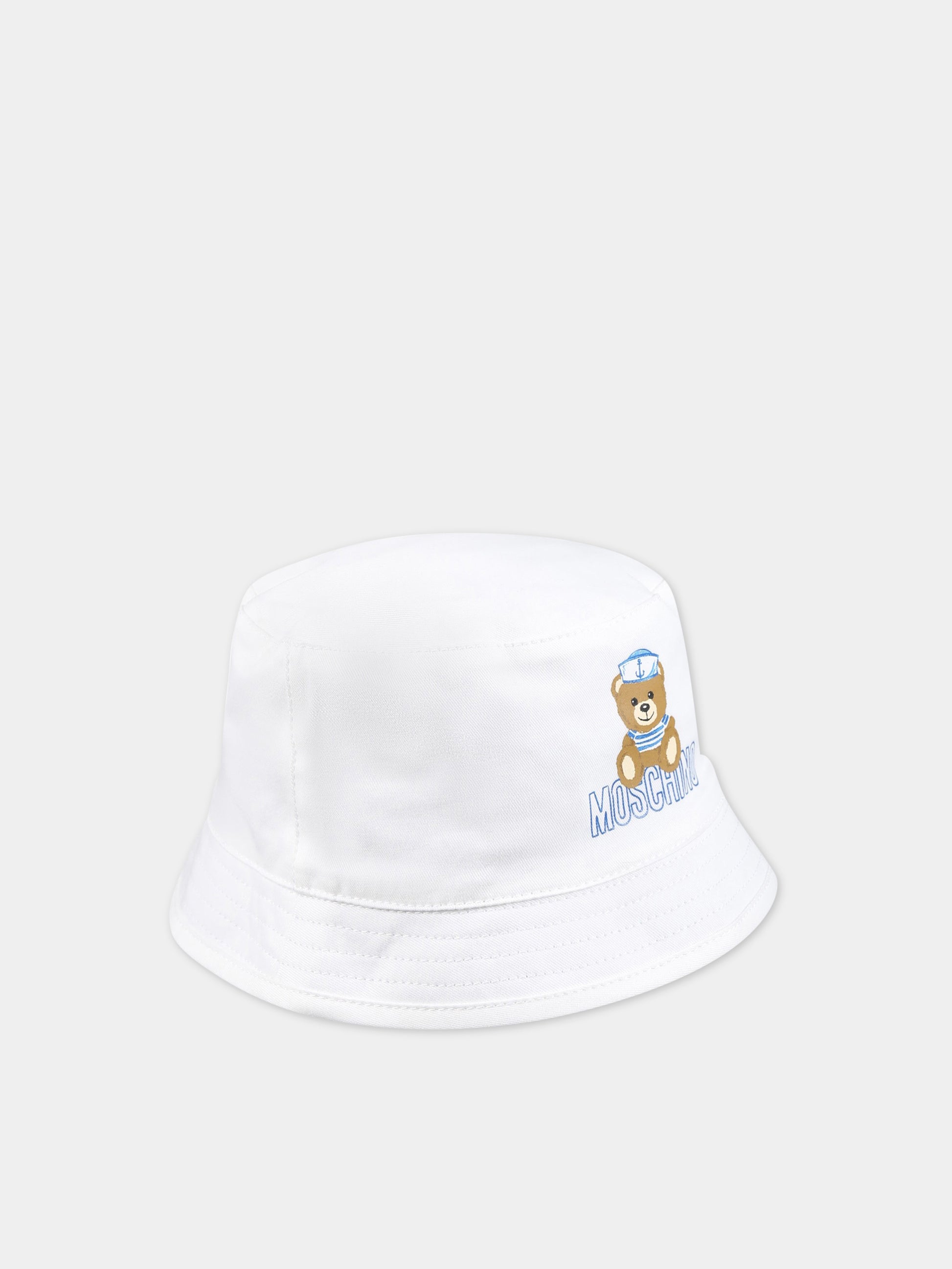 Cloche bianca per neonato con Teddy Bear,Moschino Kids,MUX04A LPC04 10101