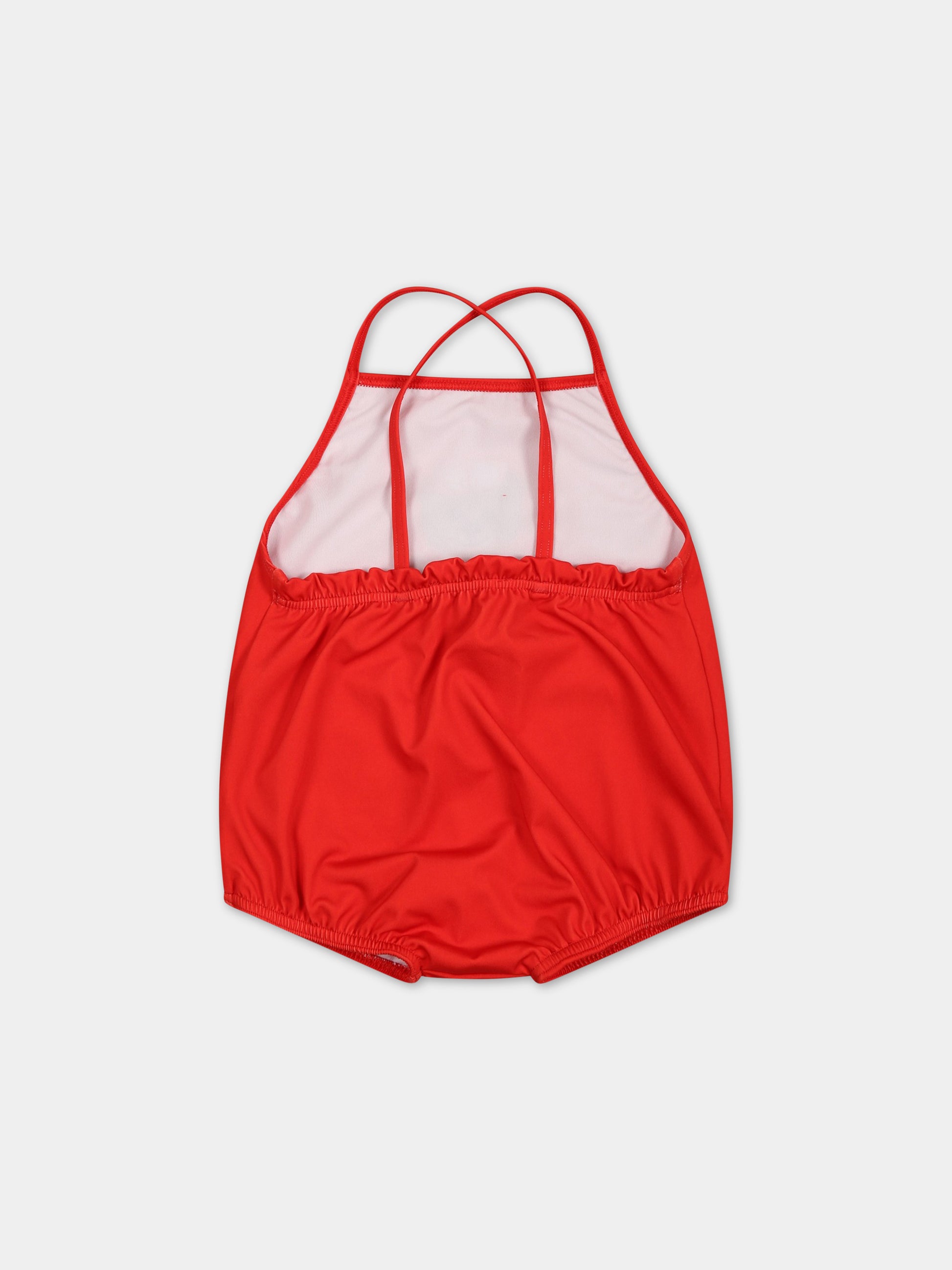 Costume rosso per neonata con Teddy Bear e logo,Moschino Kids,MDL00K LKA00 50109