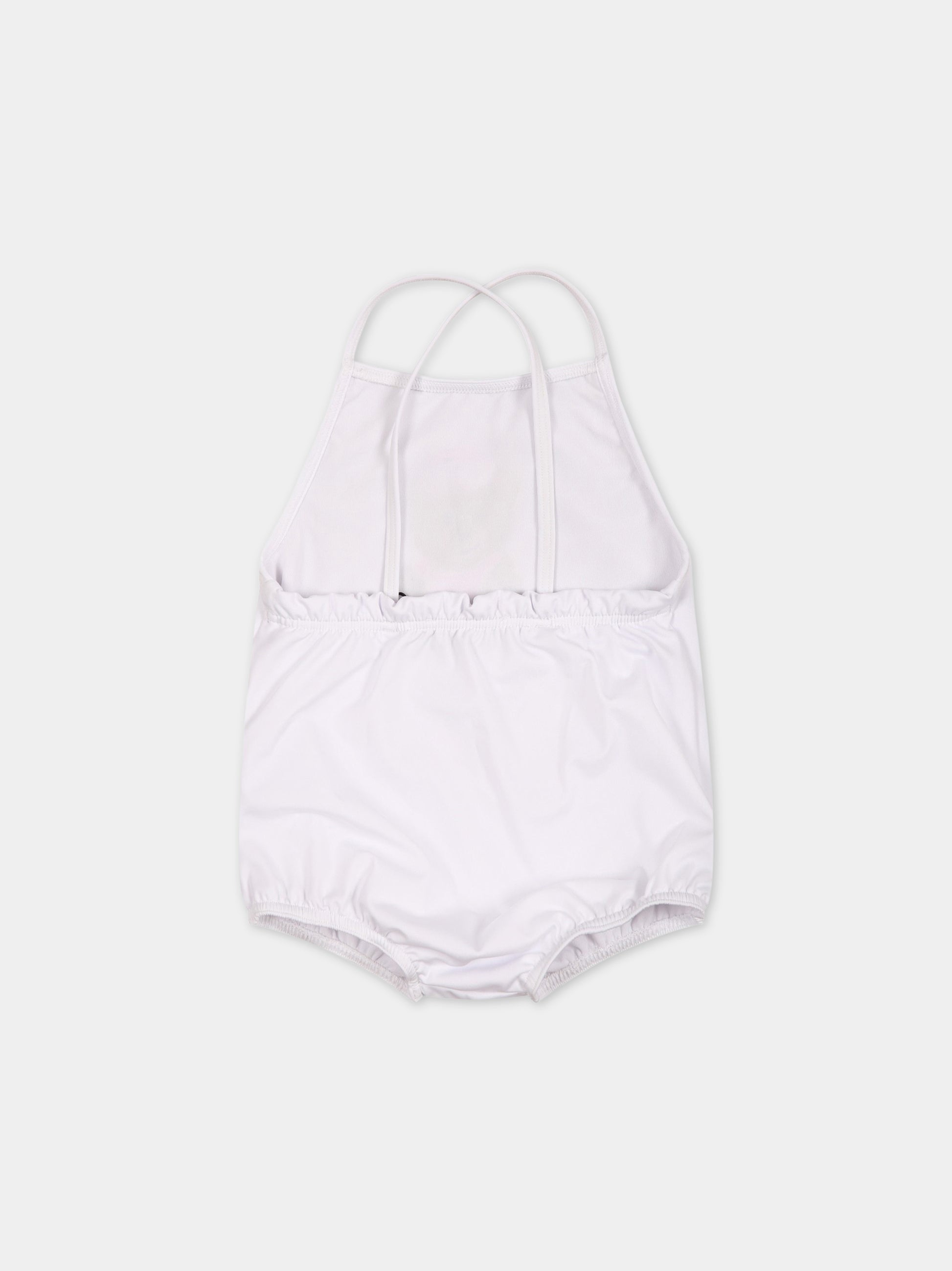 Costume bianco per neonata con Teddy Bear e logo,Moschino Kids,MDL00K LKA00 10101