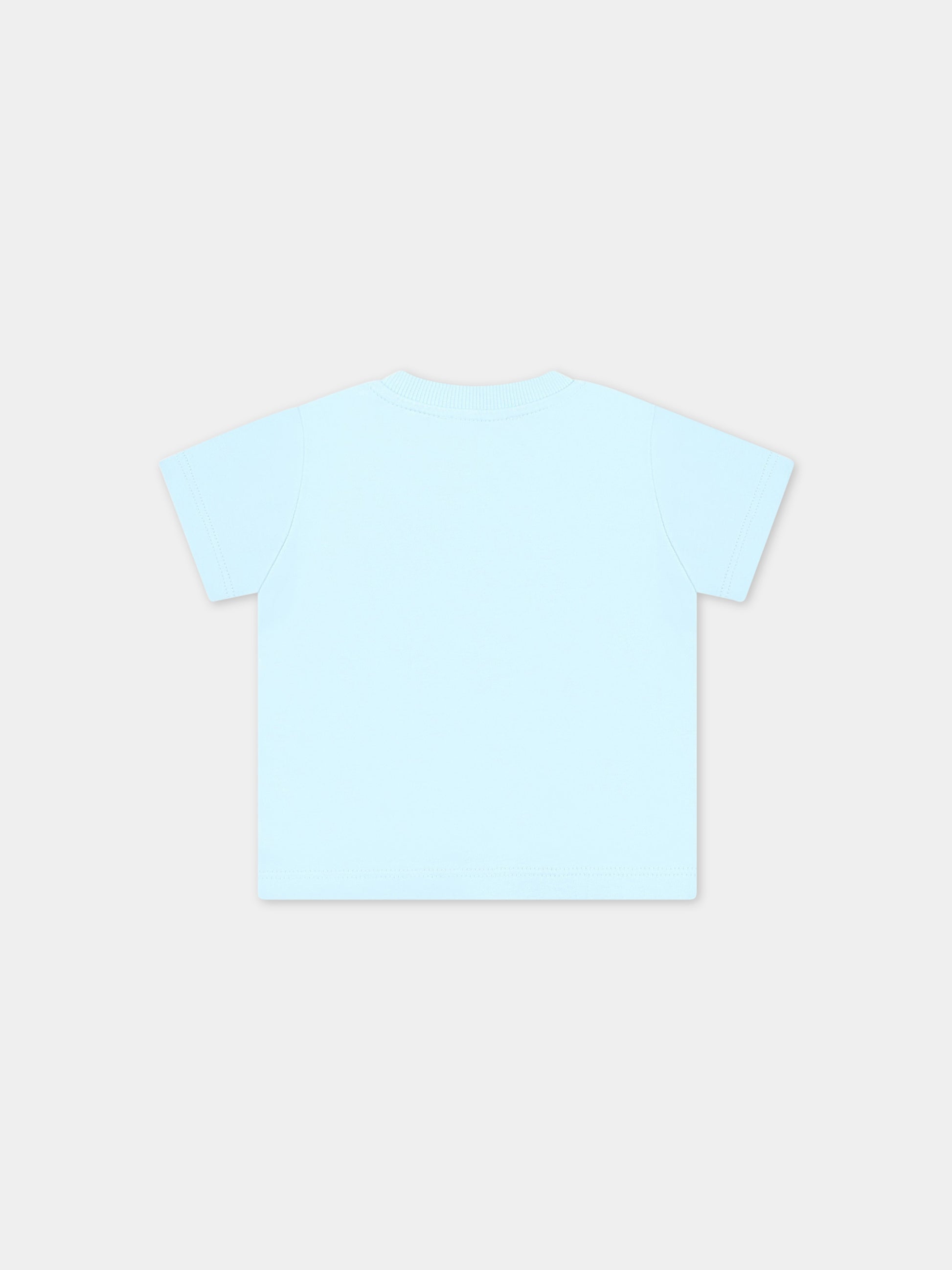 T-shirt celeste per neonato con Teddy Bear e logo,Moschino Kids,MOM032 LAA03 40304