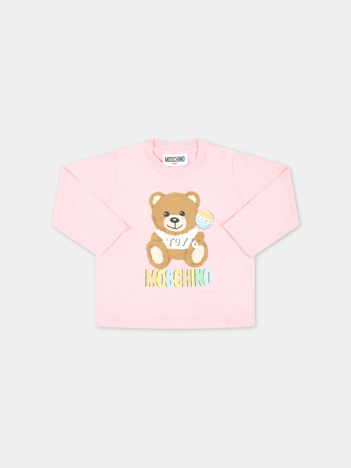 T-shirt rosa per neonata con Teddy Bear con gioco,Moschino Kids,MSO00D LAA03 50209