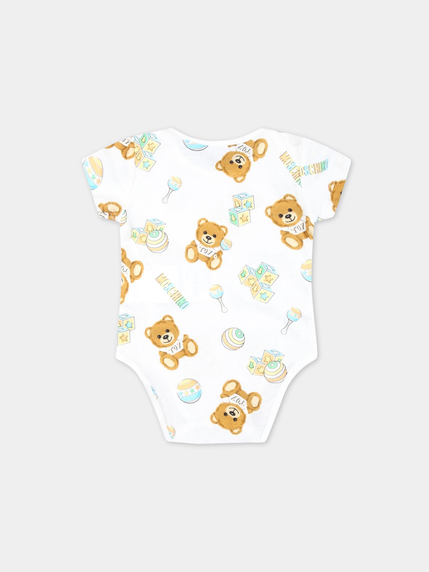Set bianco per neonati con Teddy Bear,Moschino Kids,M5Y017 LAB59 84352