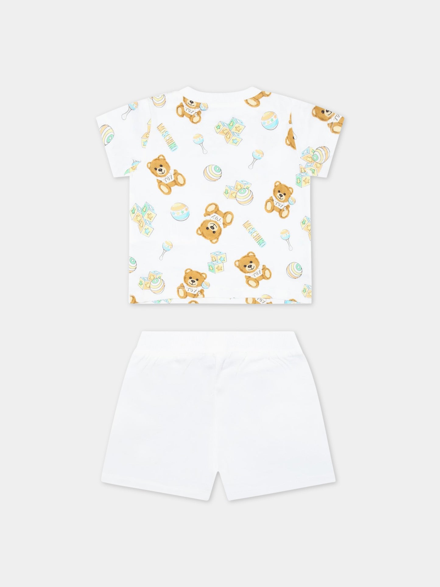 Completo bianco per neonato con Teddy Bear,Moschino Kids,MQG003 LAB59 84352