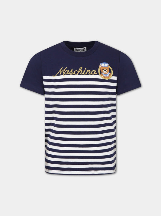 T-shirt multicolor per bambino con logo e Teddy Bear,Moschino Kids,HOM03T LBA34 83120