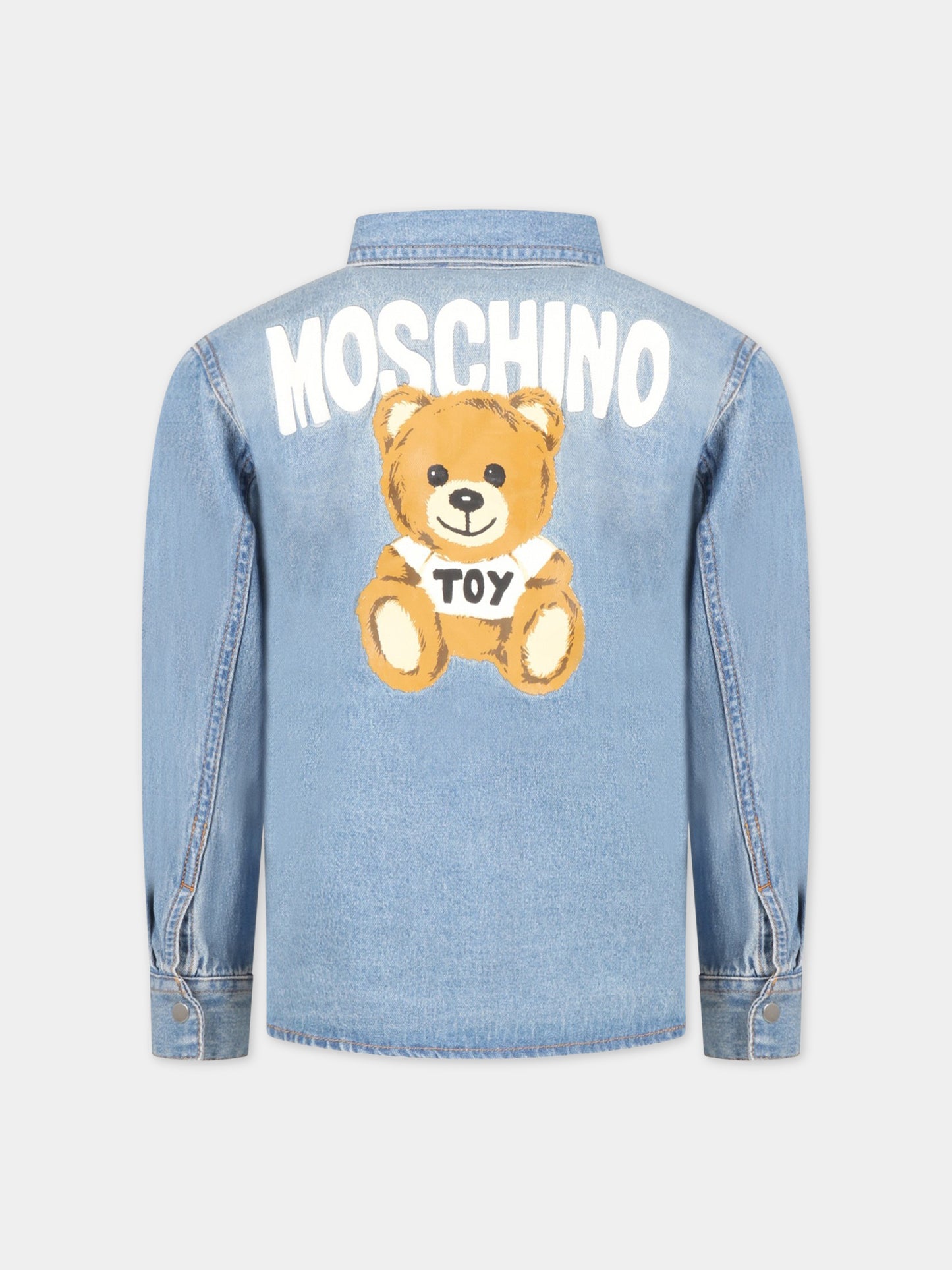 Camicia blu per bambino con Teddy Bear e logo,Moschino Kids,HUC00X L0E06 40046